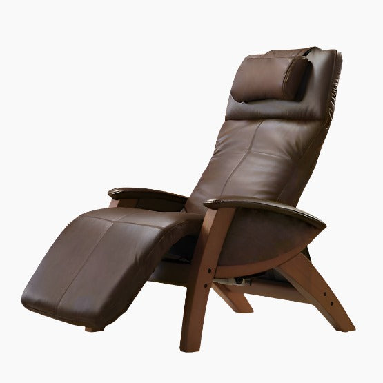 ERGOWORKS - EWZG6000-HWBR - Zero Gravity Massage Recliner Chair (Brown Genuine Leather with Honey Wood Frame)