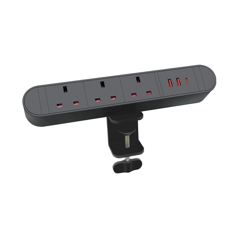 Ergoworks Power Outlets & Sockets Black Desk Edge Clamp Power Socket Ergoworks