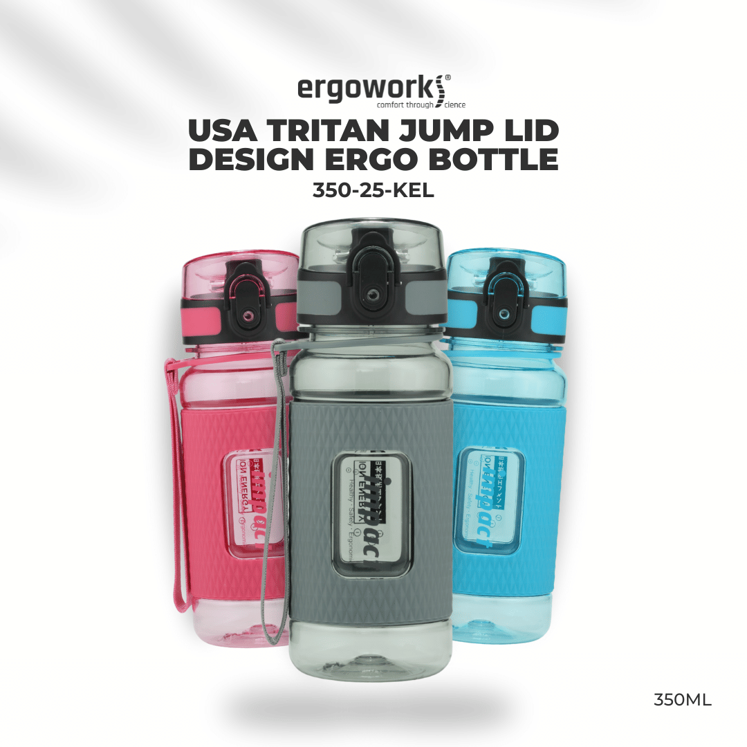 Water Bottle Water Bottles Nano Ionizer USA Tritan Jump Lid Design Ergo Bottle, 350ML Ergoworks