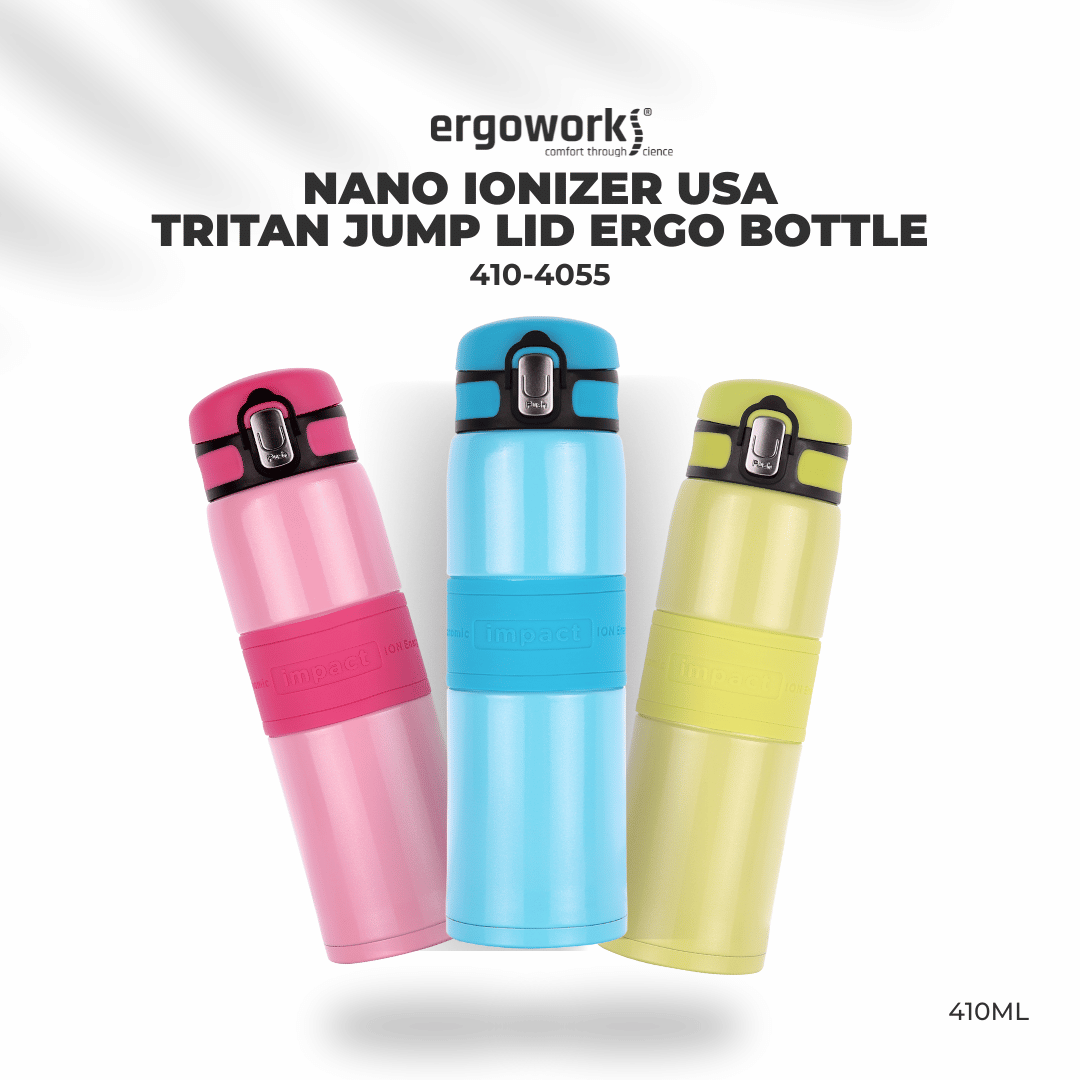 Water Bottle Thermo Flask Japan Nano Ion Energy Stainless Steel Screw Lid Water Bottle, 410ML Ergoworks