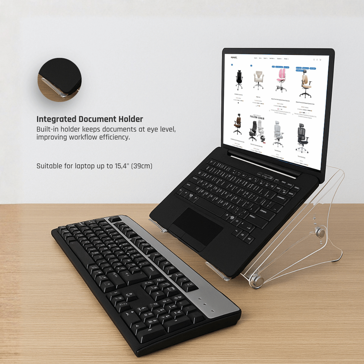 Ergoworks Laptop Stand Acrylic Adjustable Laptop Stand and Document Holder Ergoworks