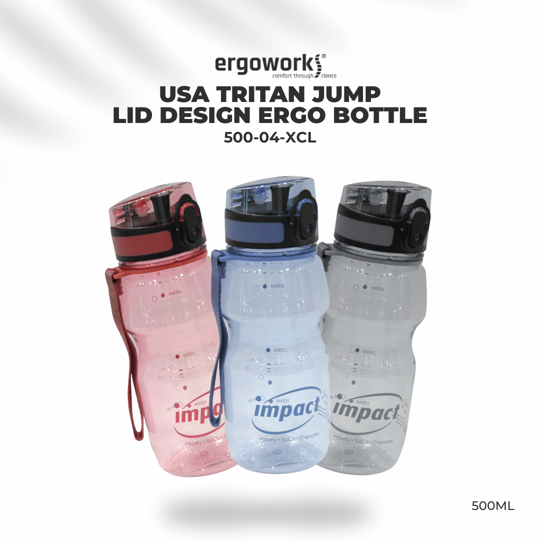 Water Bottle USA Tritan Jump Lid Design Ergo Bottle, 500ML Ergoworks