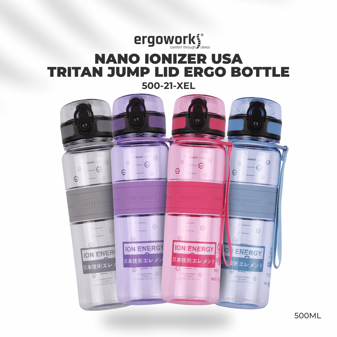 Water Bottle Water Bottles Nano Ionizer USA Tritan Jump Lid Ergo Bottle, 500ML Ergoworks