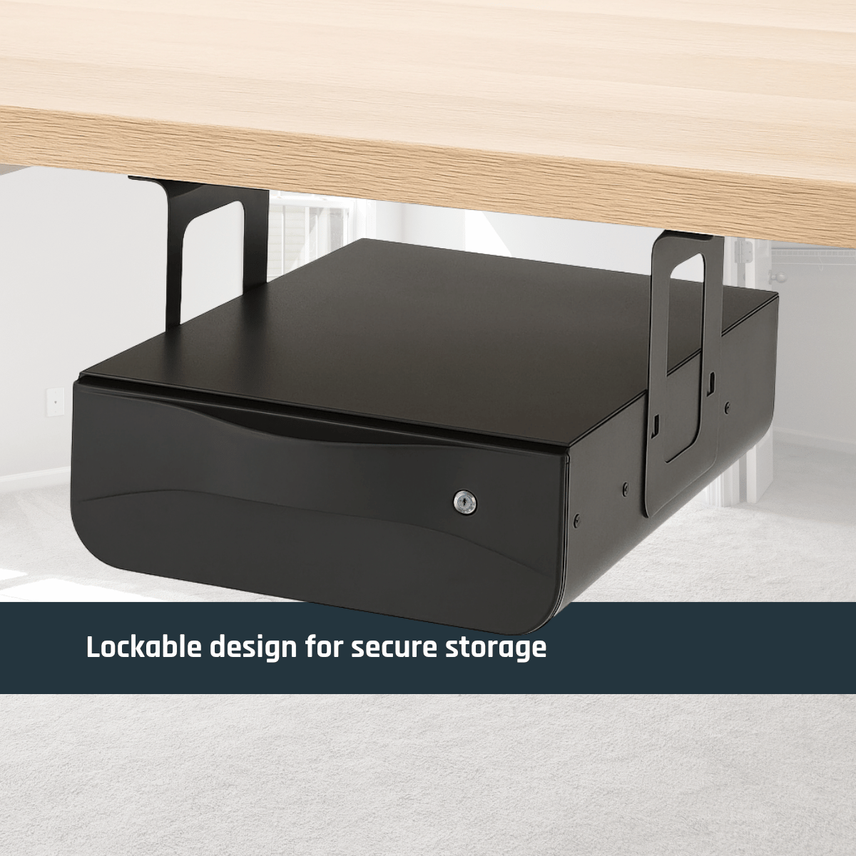 Under-Desk Steel Side Drawer With Lock