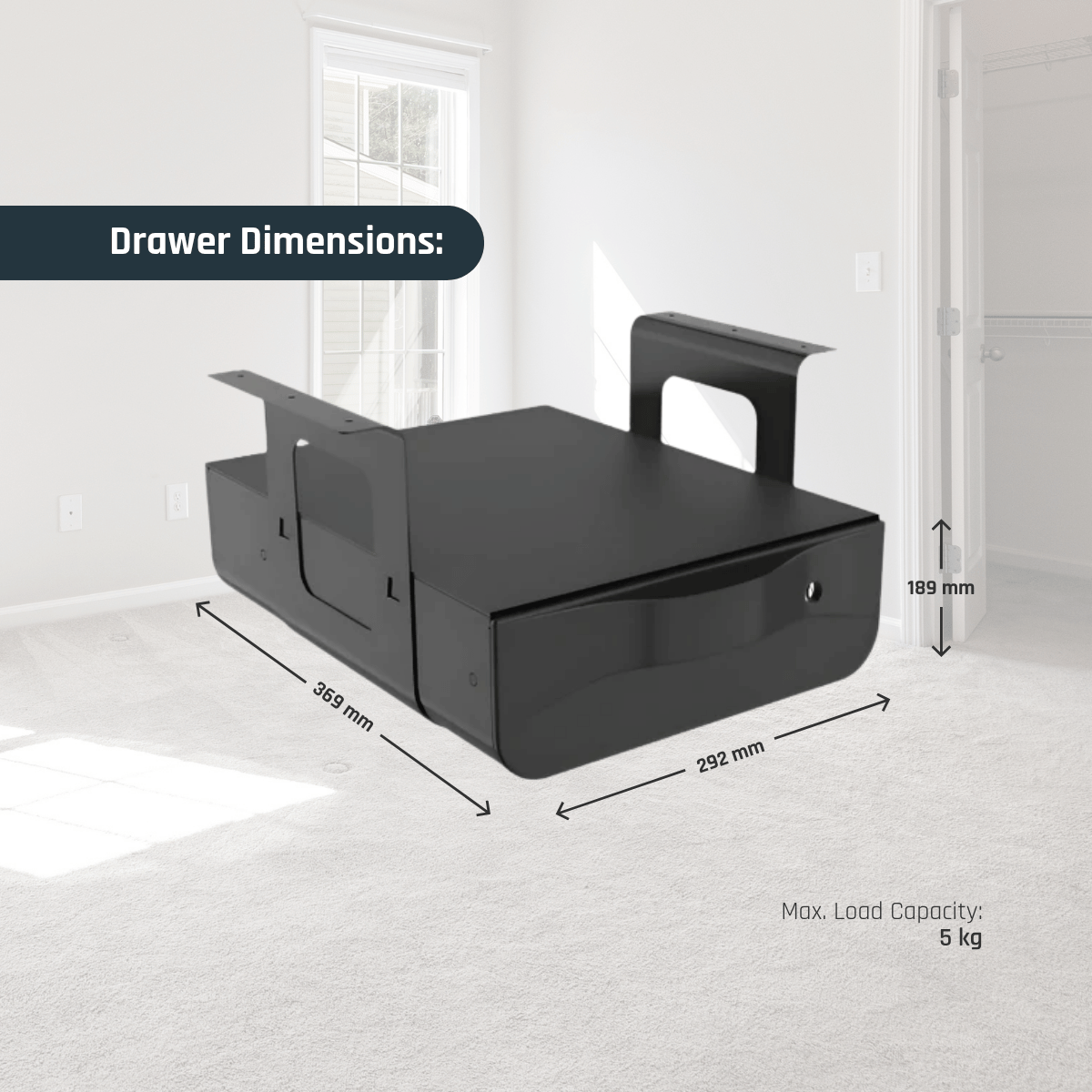 Under-Desk Steel Side Drawer With Lock
