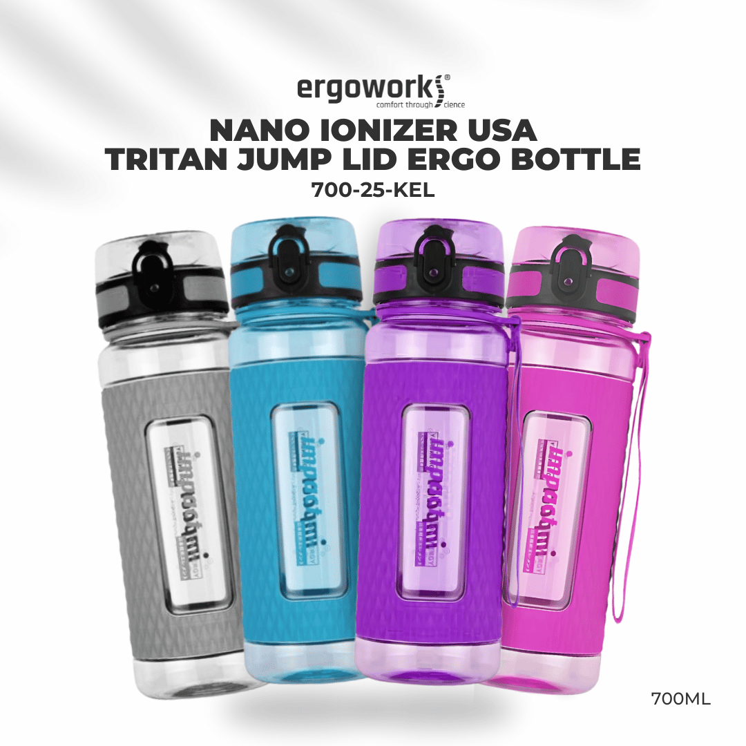 Water Bottle Water Bottles Nano Ionizer USA Tritan Jump Lid Ergo Bottle, 700ML Ergoworks