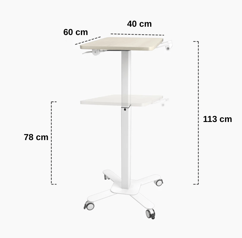 Ergoworks Mobile Single Pole Pneumatic Height Adjustable Desk Ergoworks