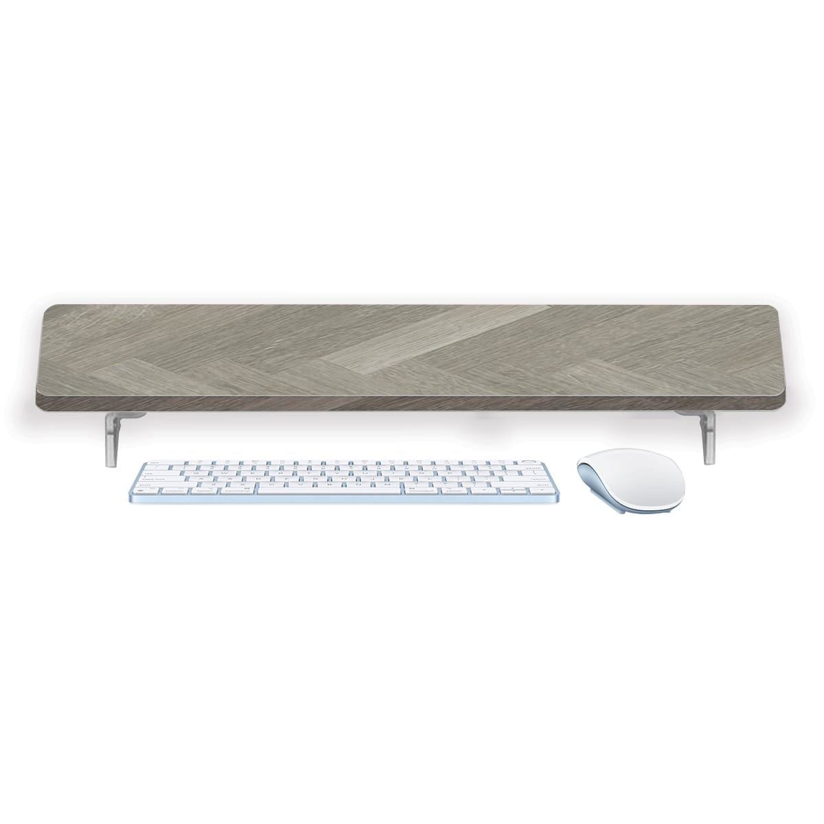 Ergoworks Monitor Raiser FOR_Silver Oak Herringbone Customize Monitor Stand Riser Desk Organizer Ergoworks