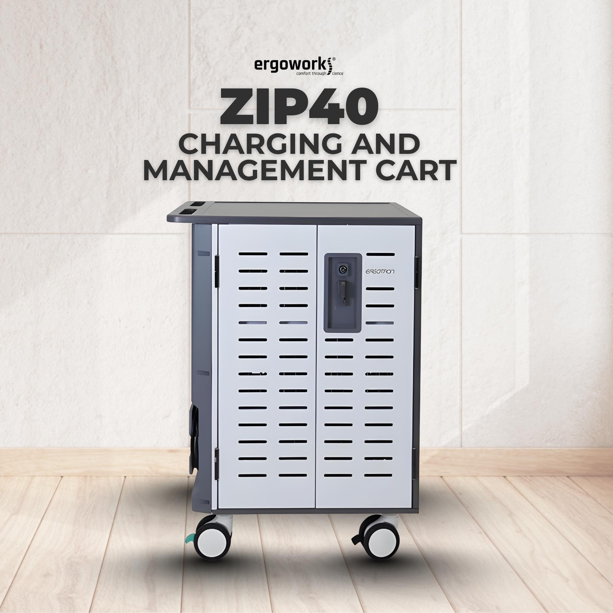 ERGOTRON Charging and Management ZIP40 Charging and Management Cart, UK-IE-SNG-HK-MY (For Laptops) Ergoworks