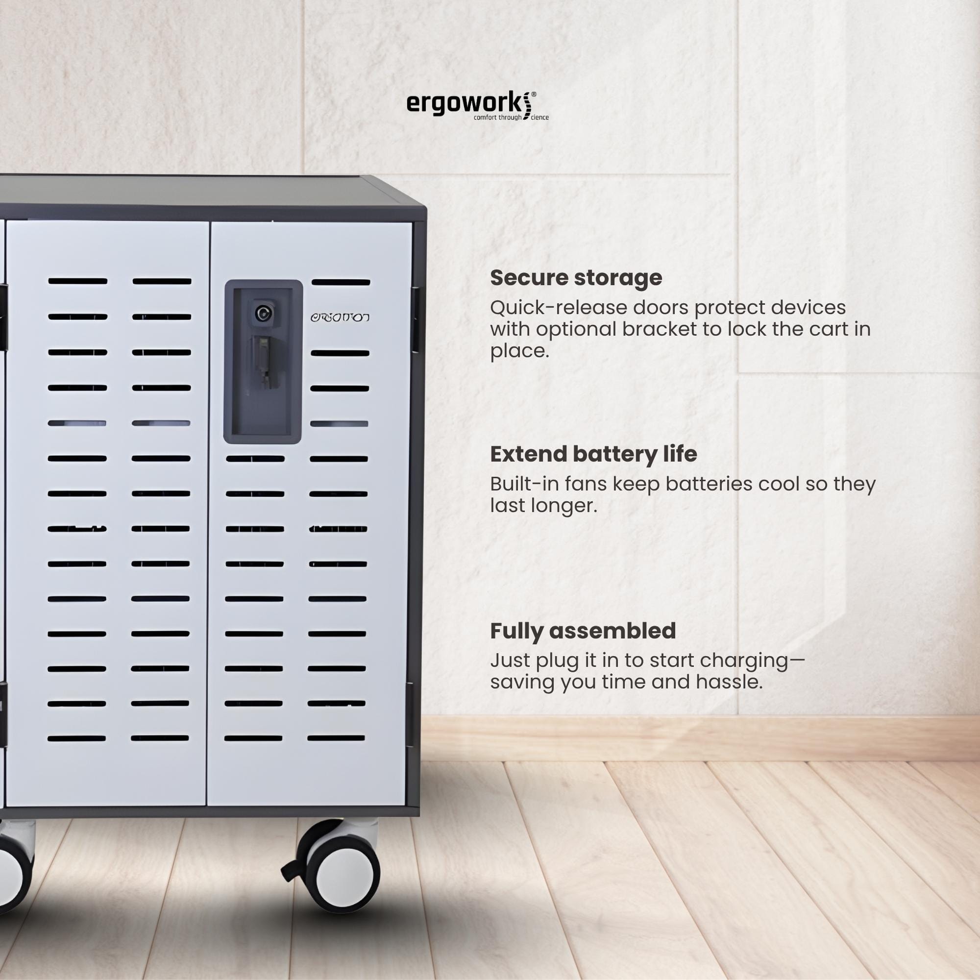 ERGOTRON Charging and Management ZIP40 Charging and Management Cart, UK-IE-SNG-HK-MY (For Laptops) Ergoworks