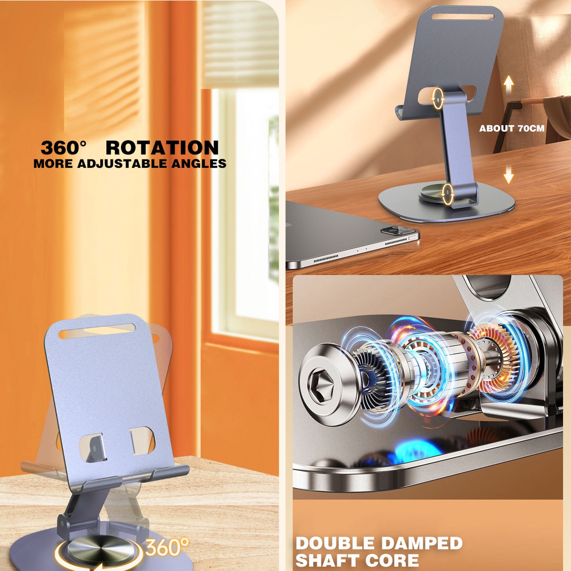 Ergoworks Metallic Grey Flexiview Rotating Phone Stand Ergoworks