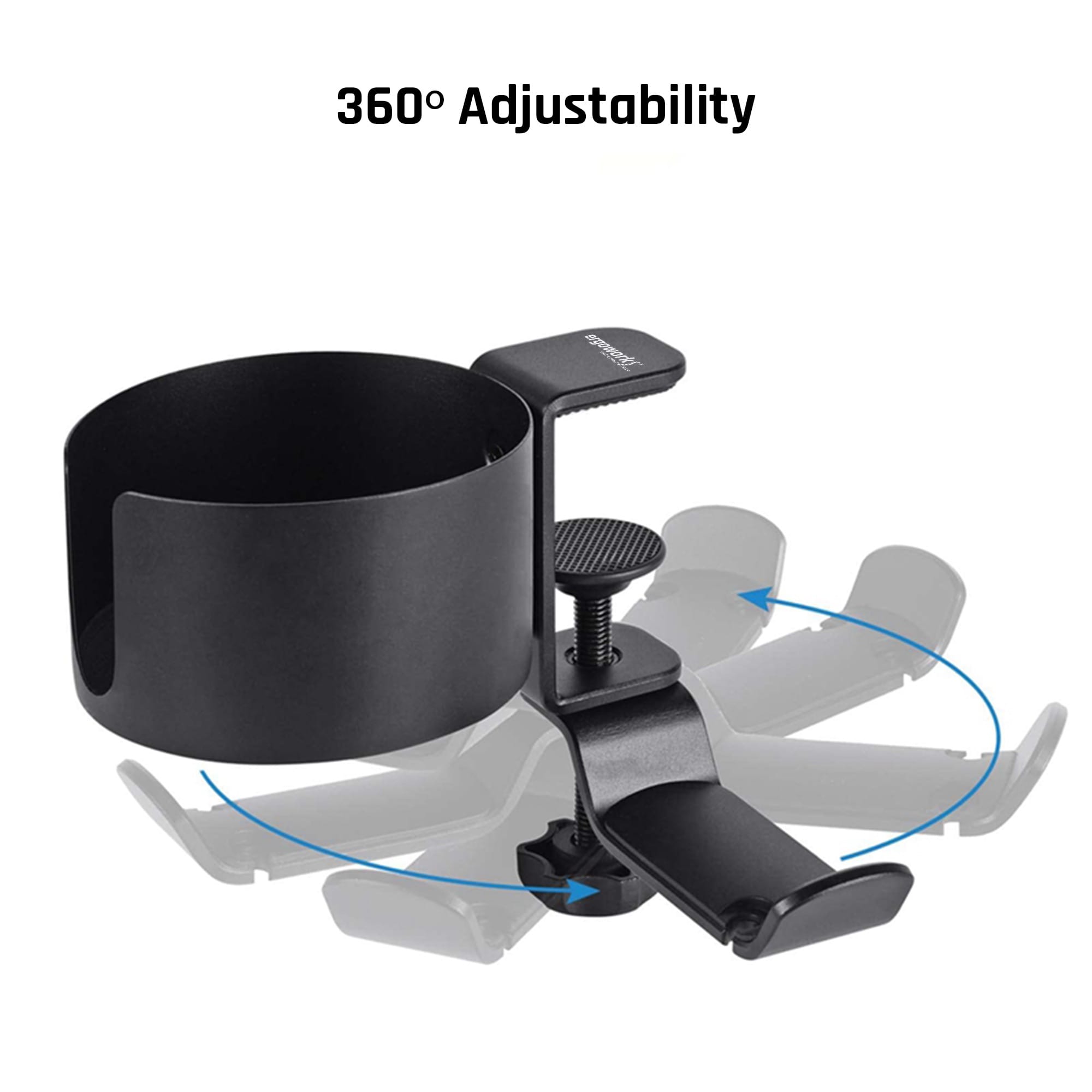Ergoworks Desk Organizer Desk Clamp Cup Holder with Rotable Headphone Hanger Ergoworks