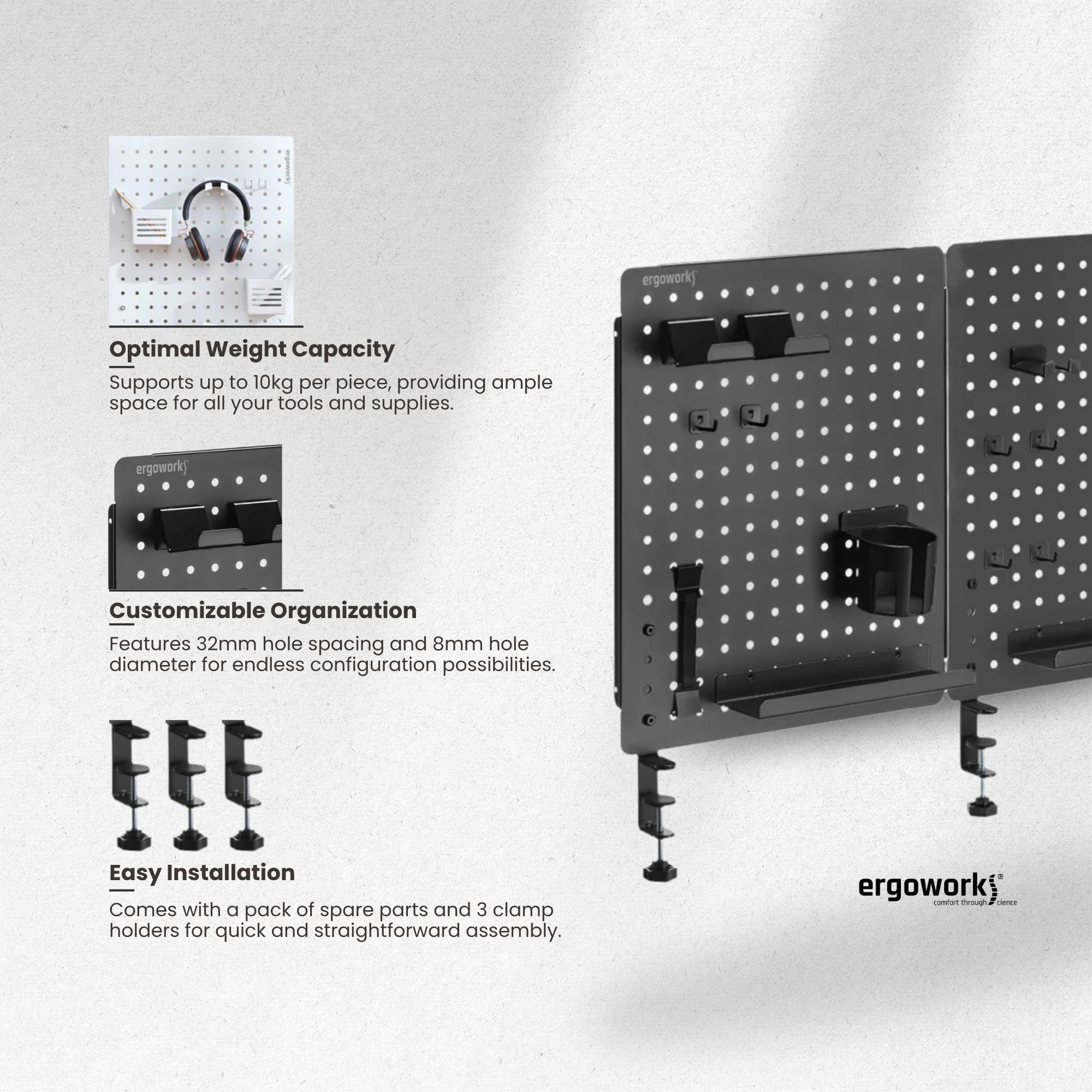 Ergoworks Desk Organizer Desk Back Pegboard Organizer Ergoworks