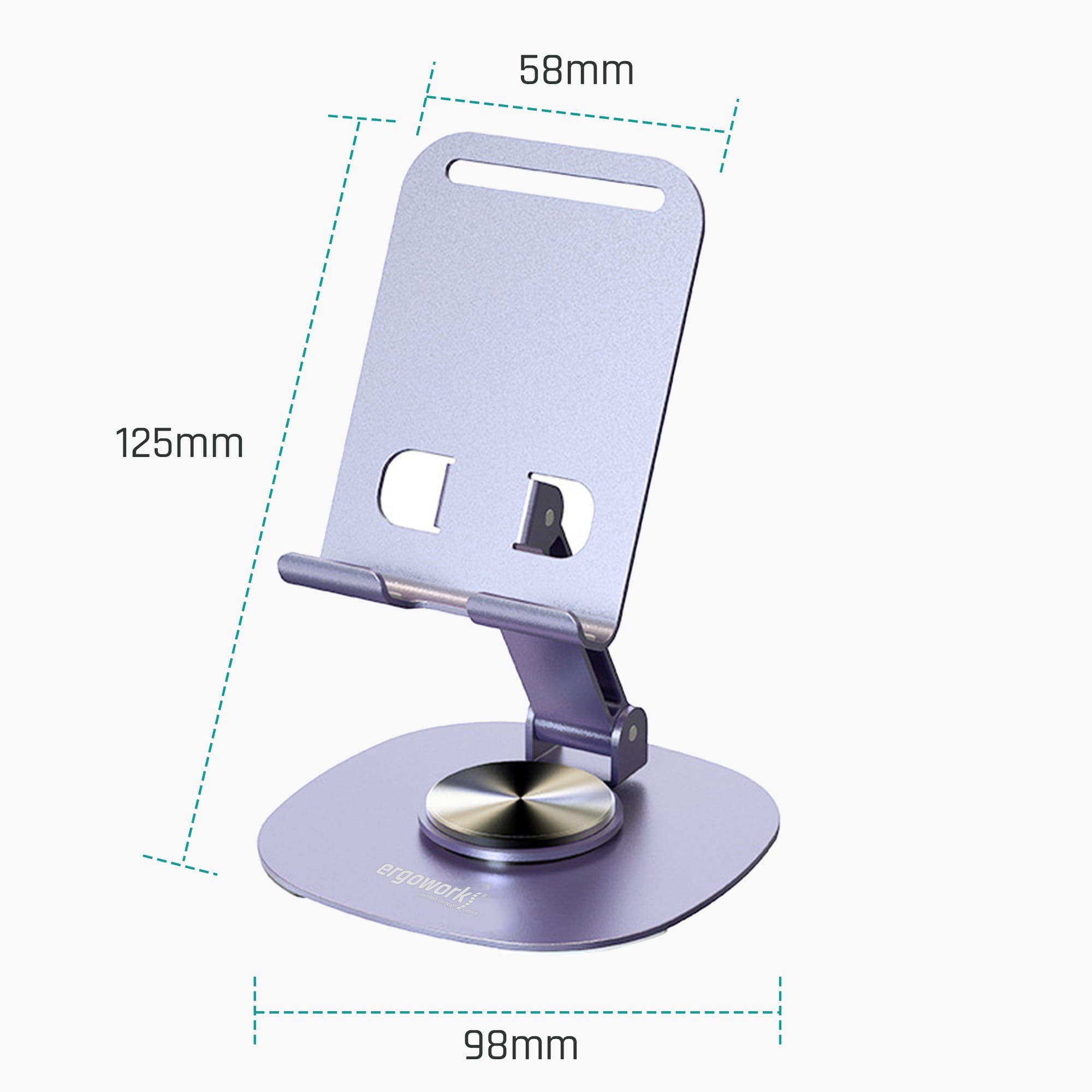 Ergoworks Metallic Grey Flexiview Rotating Phone Stand Ergoworks