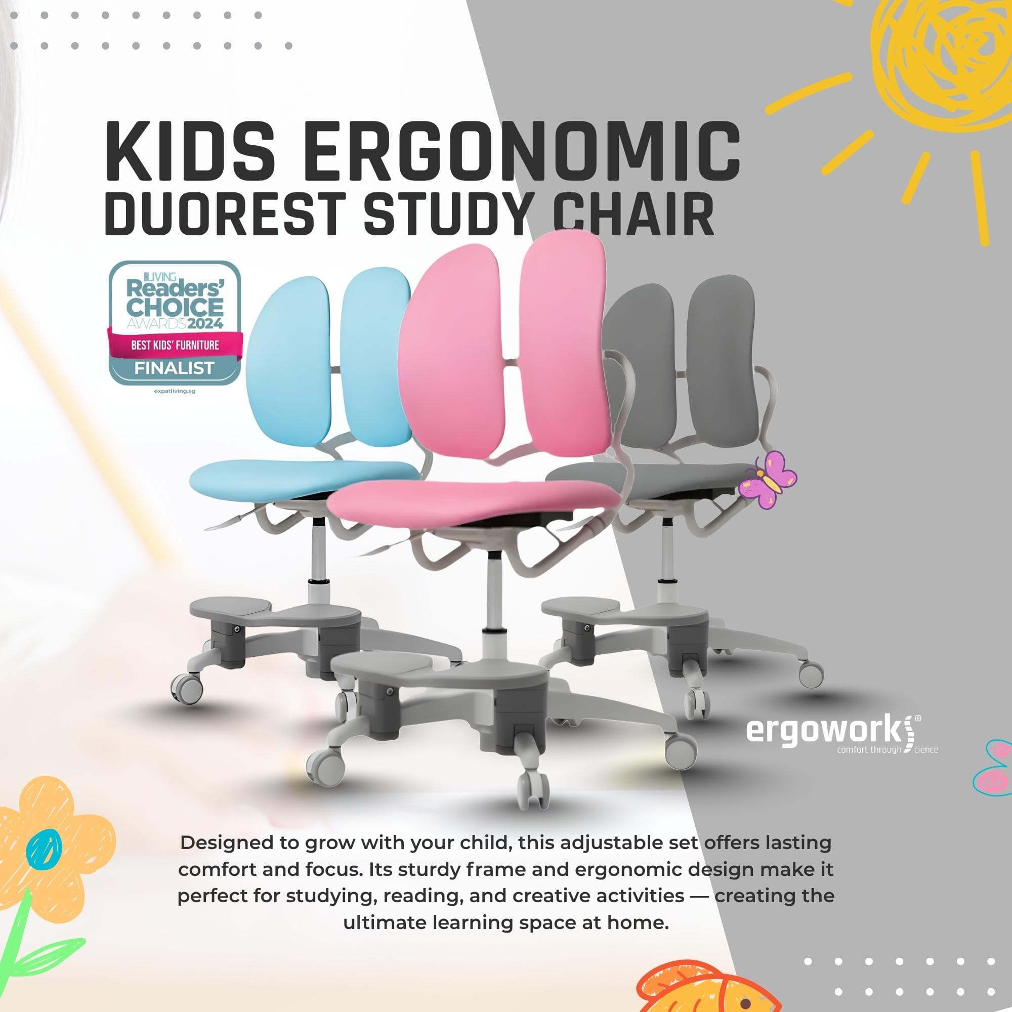 DUOREST Junior Chair Kids Ergonomic Duorest Study Chair Ergoworks