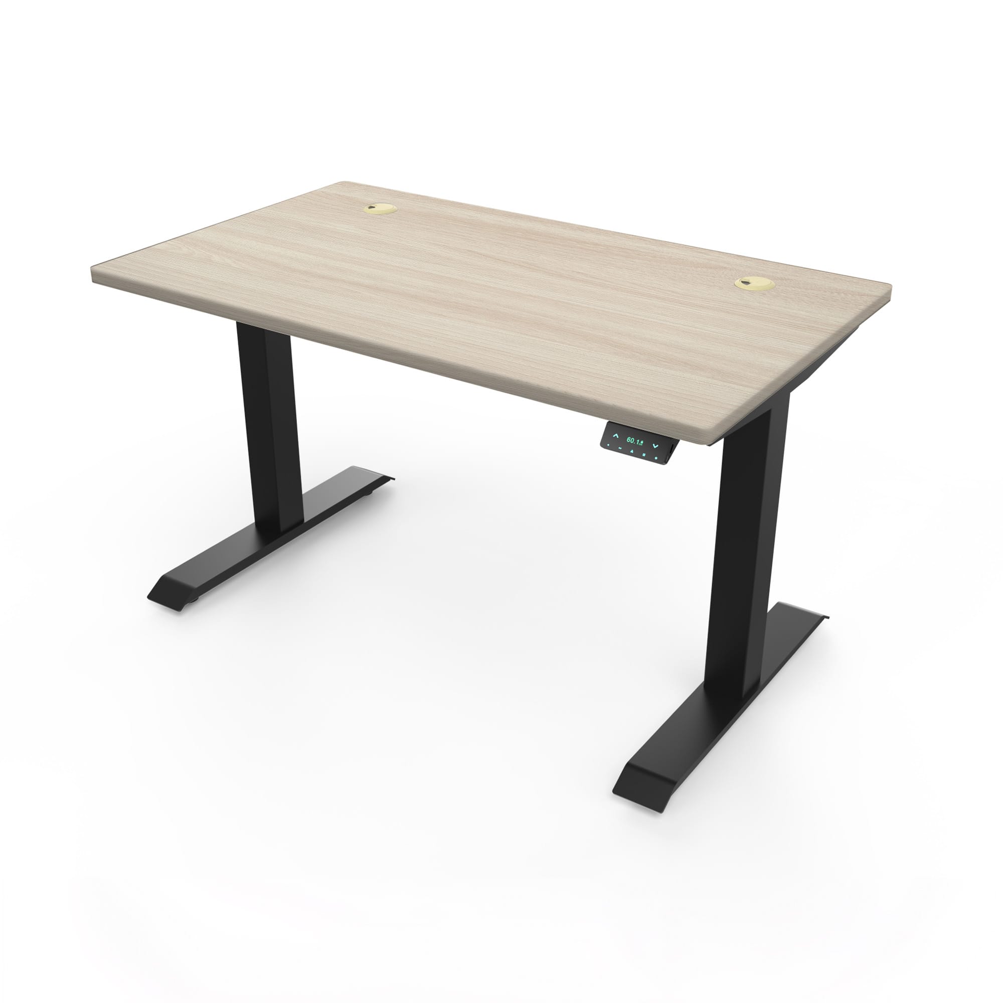 Ergoworks Electric Desk Shimo Ash (WLAG9) / Black / 1000 x 600mm (2 Port Holes) (Ready Stock) Miniature Standing Desk, MFC Tabletop (White Frame Pre-Order) Ergoworks