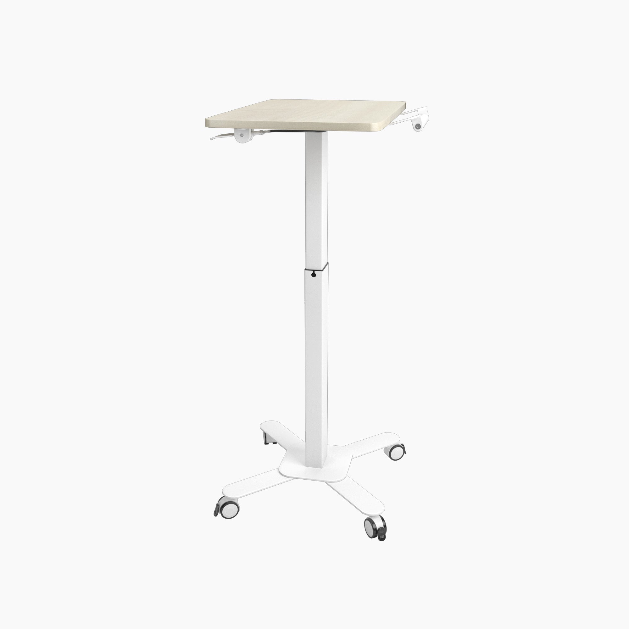Mobile Single Pole Pneumatic Height Adjustable Desk - Ergoworks