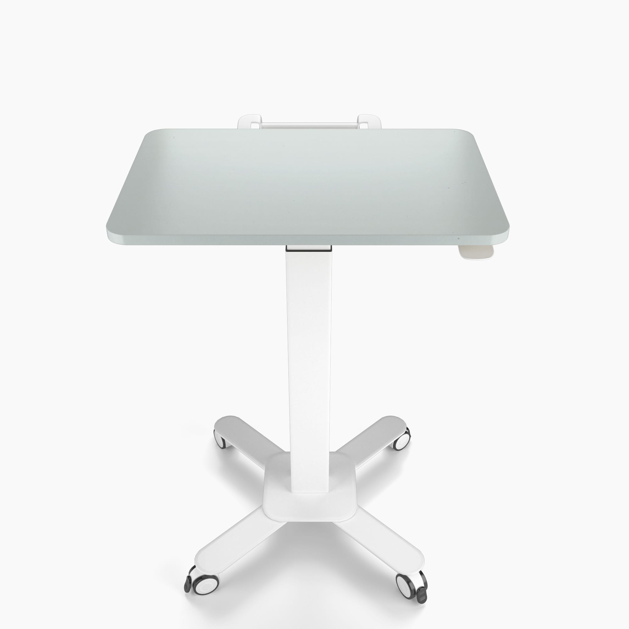 Ergoworks Grey Mobile Single Pole Pneumatic Height Adjustable Desk Ergoworks