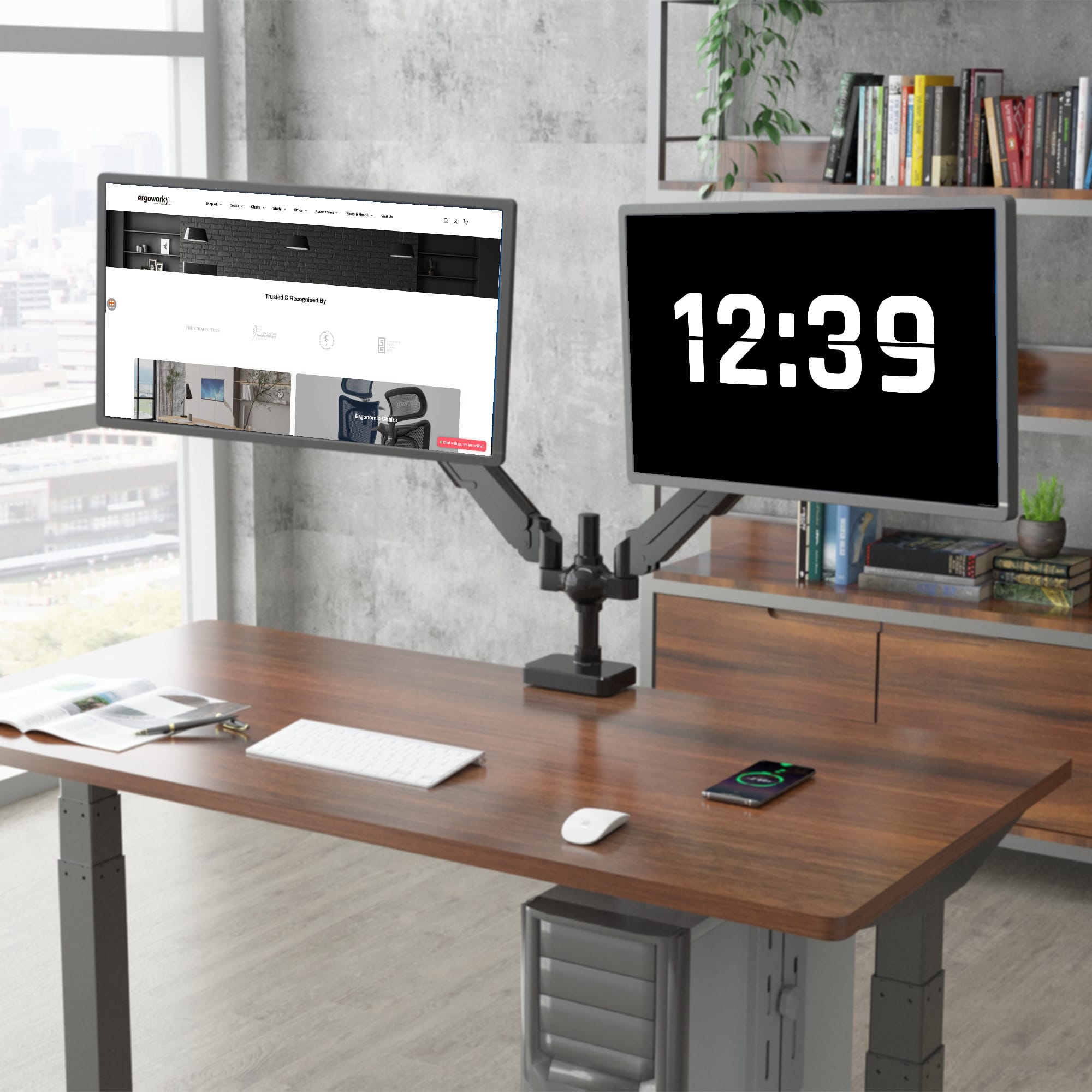 Sleek Desk Mount Dual Monitor Arm - Ergoworks