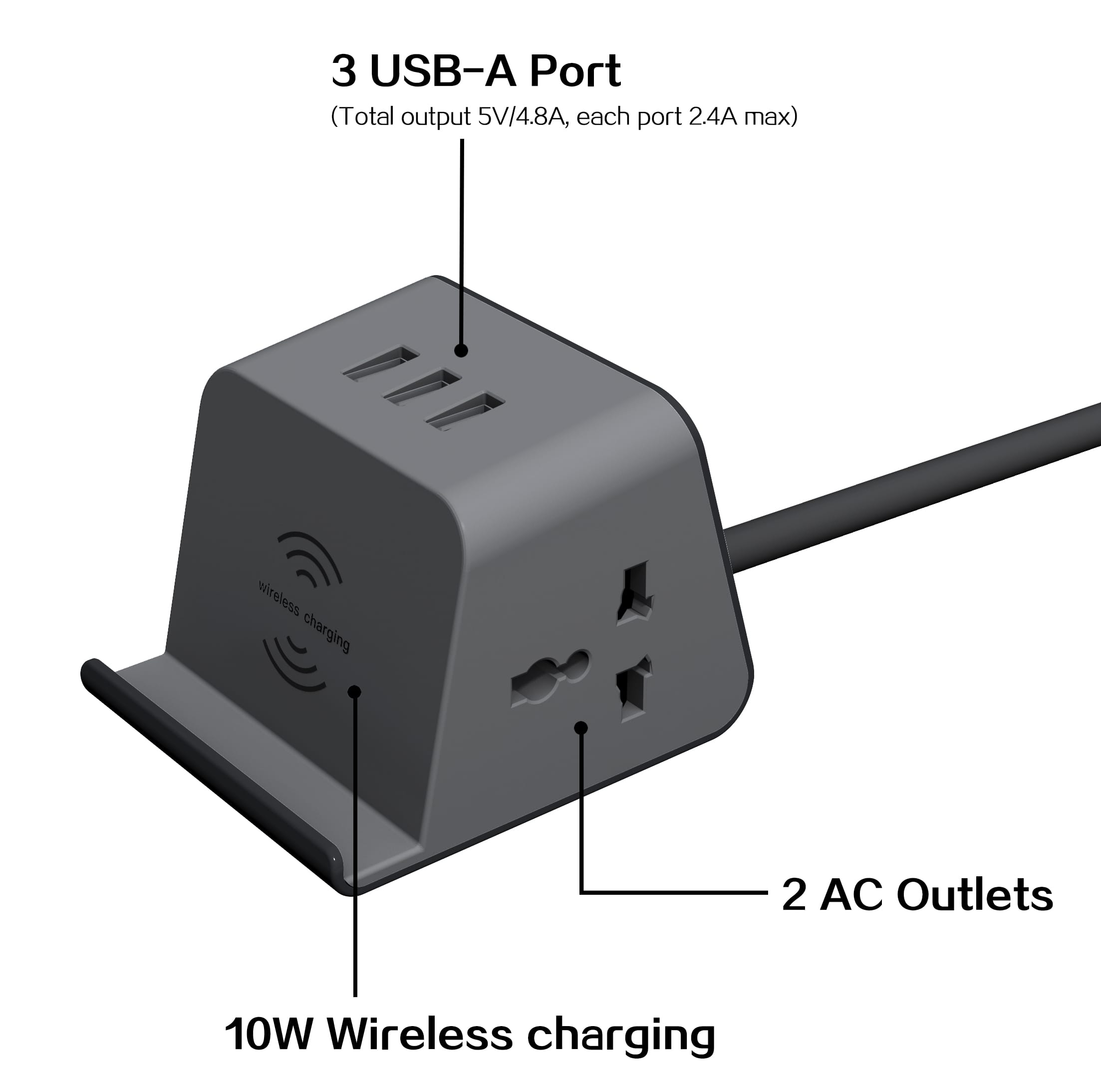 Ergoworks Power Outlets & Sockets Black Wireless Charging Socket EW-FT02W-BK Ergoworks