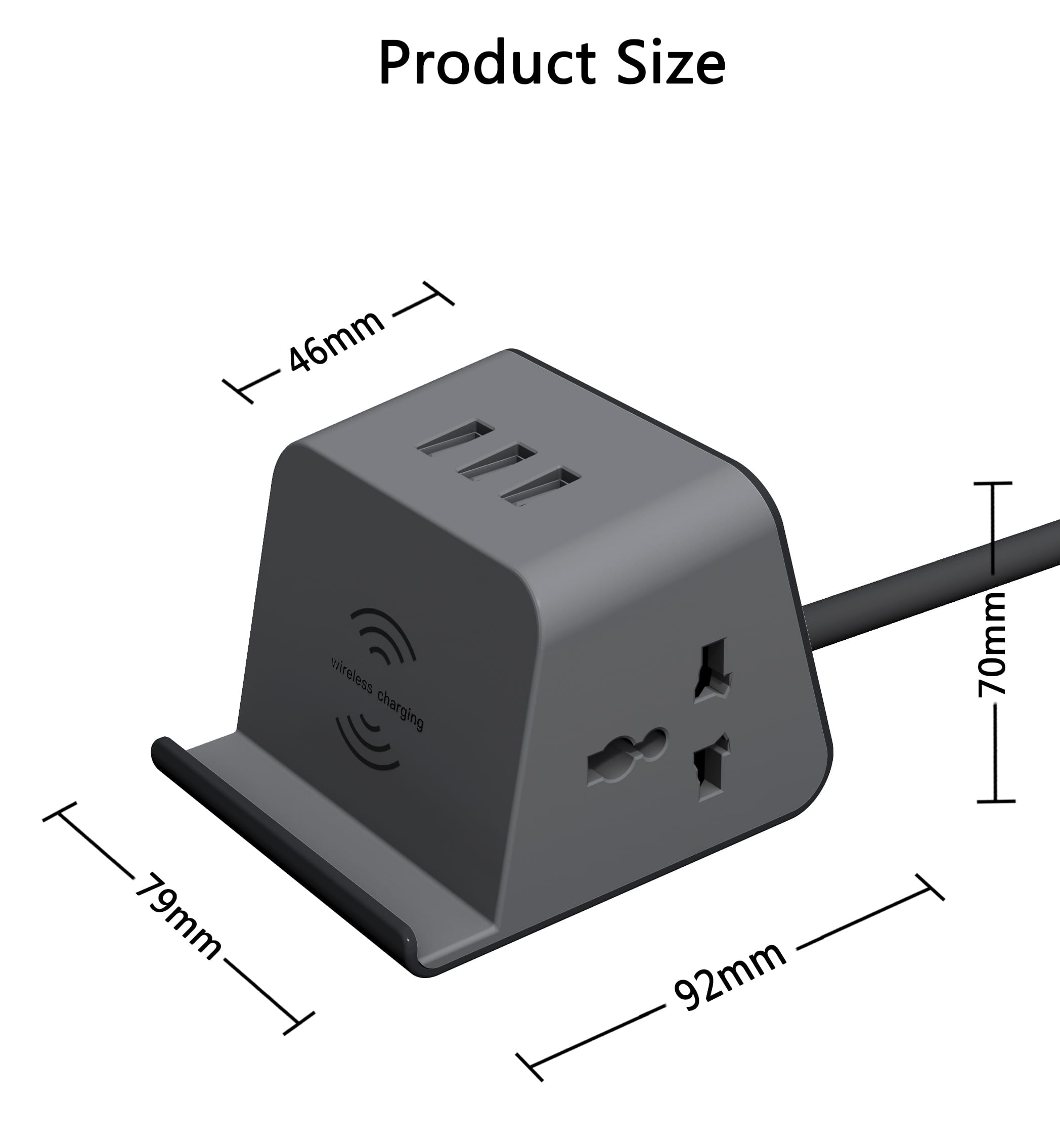 Ergoworks Power Outlets & Sockets Black Wireless Charging Socket EW-FT02W-BK Ergoworks