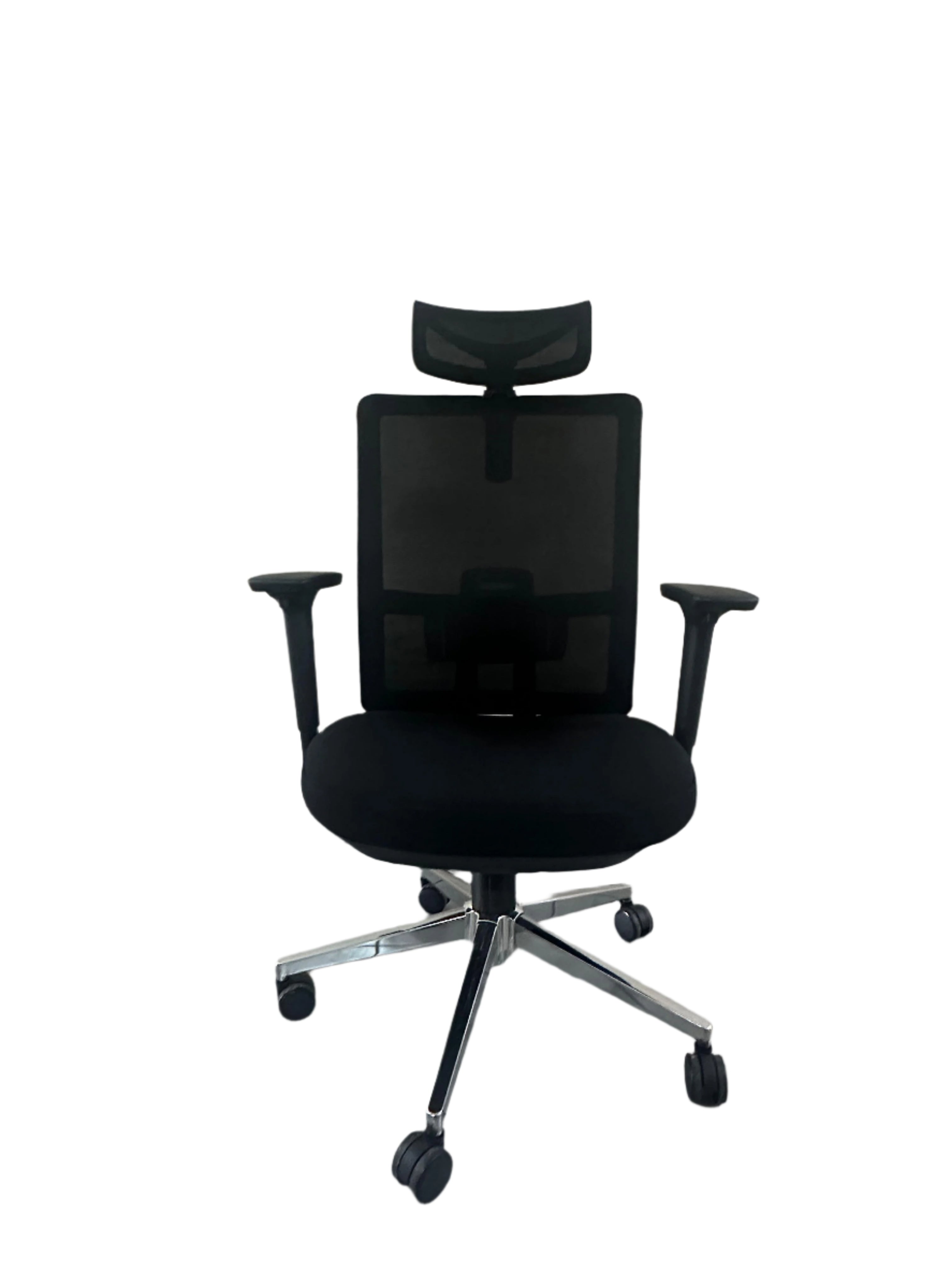 Black office chair with mesh backrest