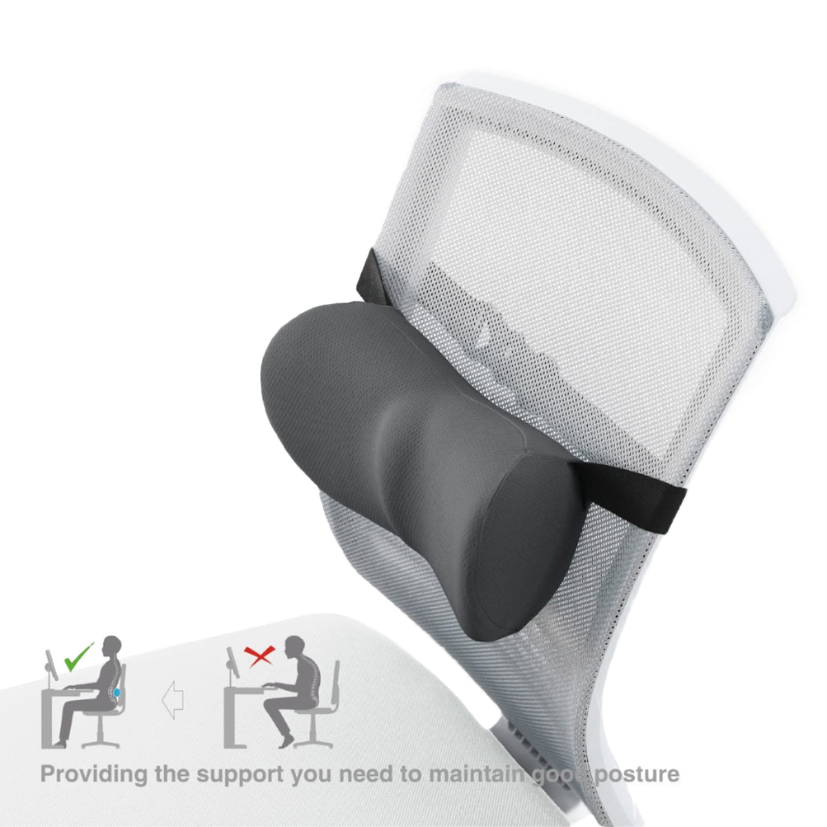 Ergoworks Lumbar Support Pewter Gray Perfect Fit Lumbar Support Ergoworks