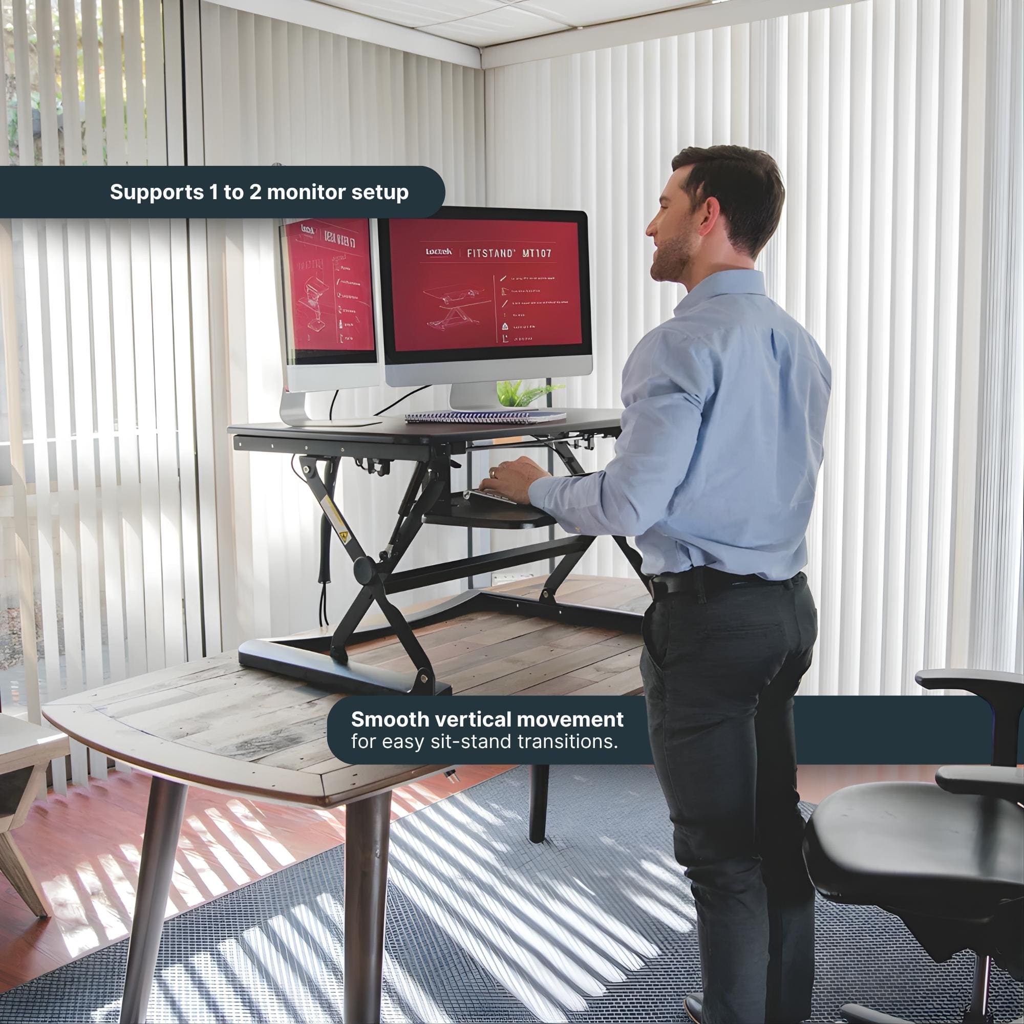 Ergoworks Sit Stand Desk Converter Black Electric Sit Stand Desk Converter (M Series) Ergoworks