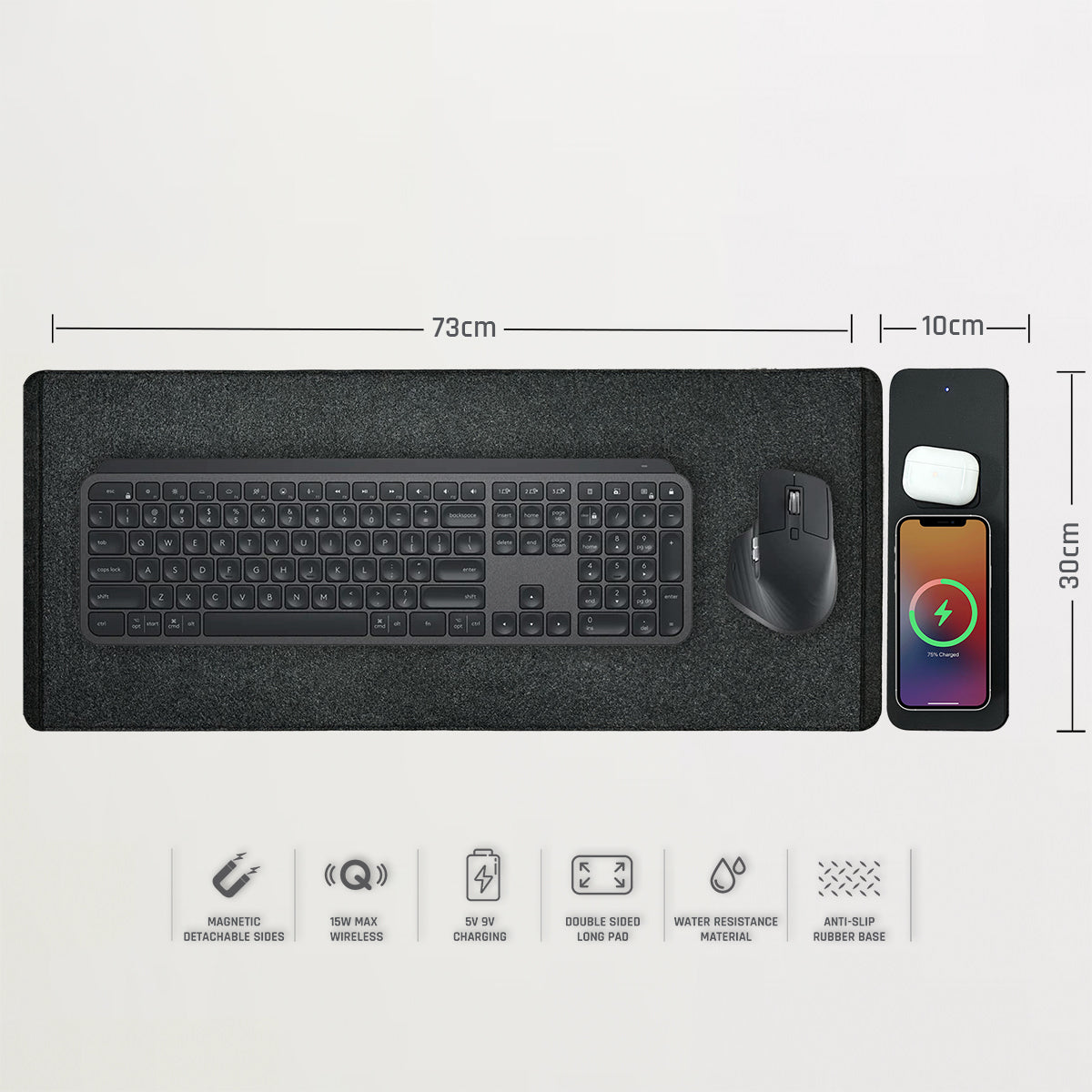 Comfy Desk Mouse Pad With Detachable Wireless Charger (Magsafe)