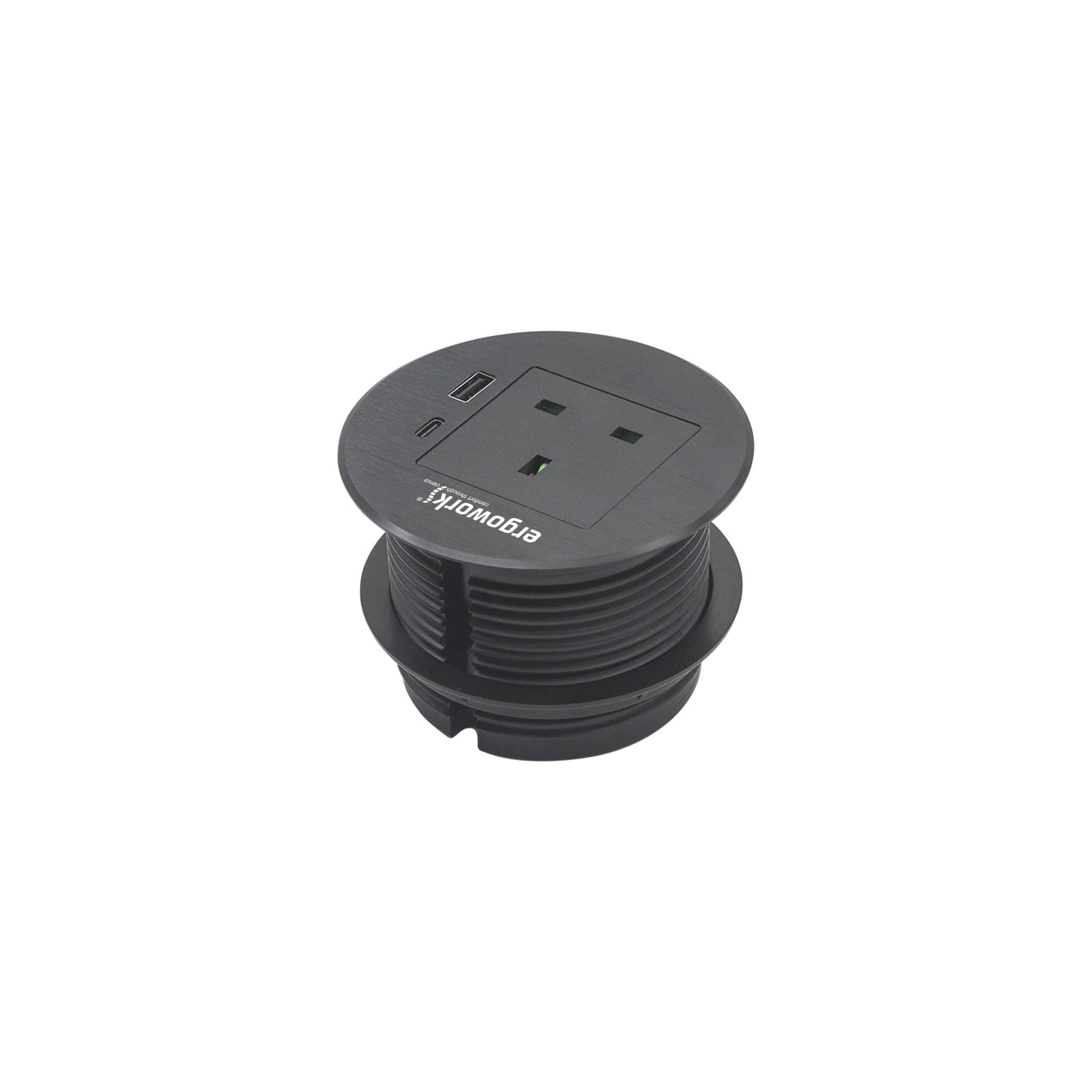 Alloy Round Desk Power Grommet UK Outlet 80mm - Ergoworks