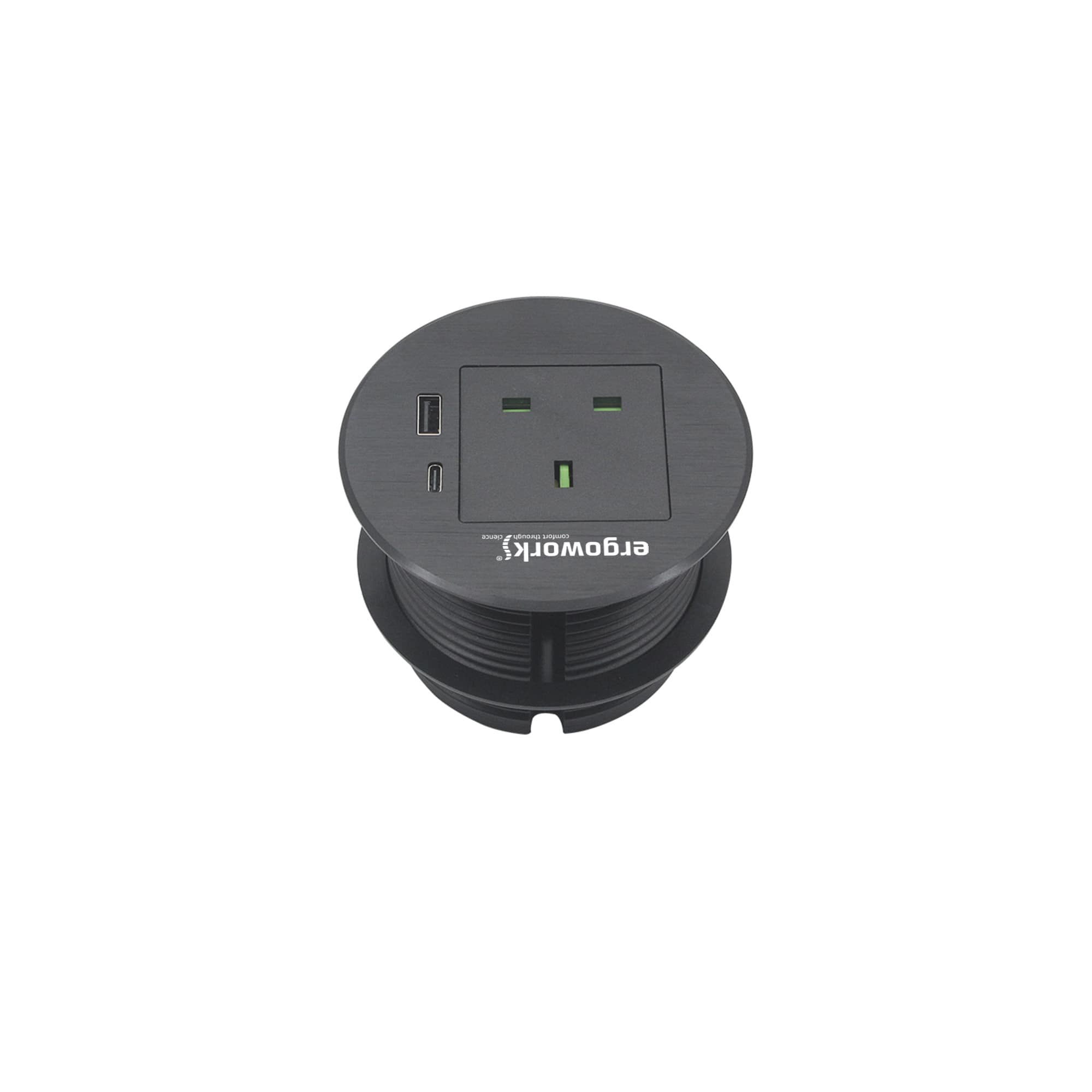 Alloy Round Desk Power Grommet UK Outlet 80mm - Ergoworks