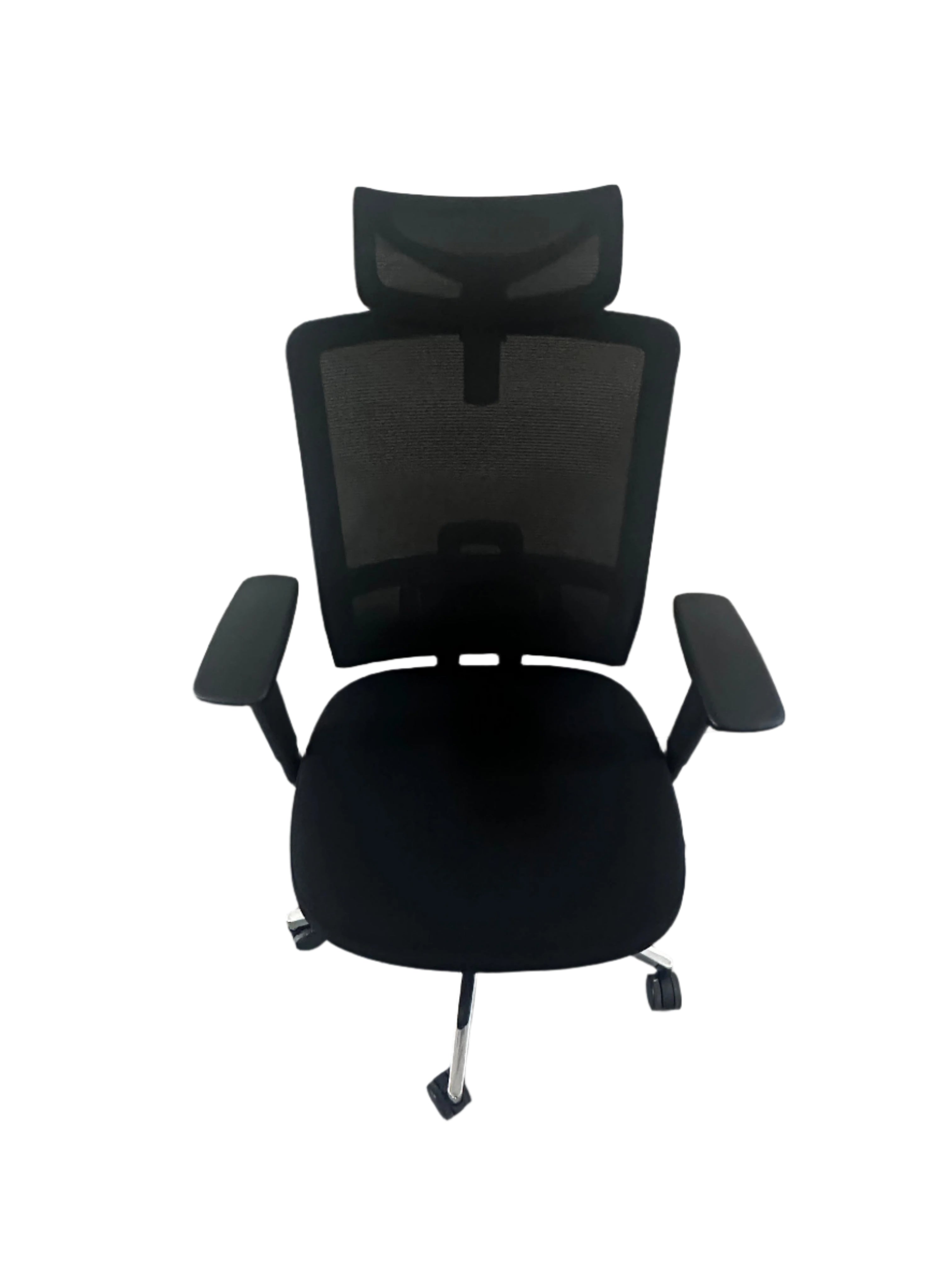Black office chair with mesh backrest