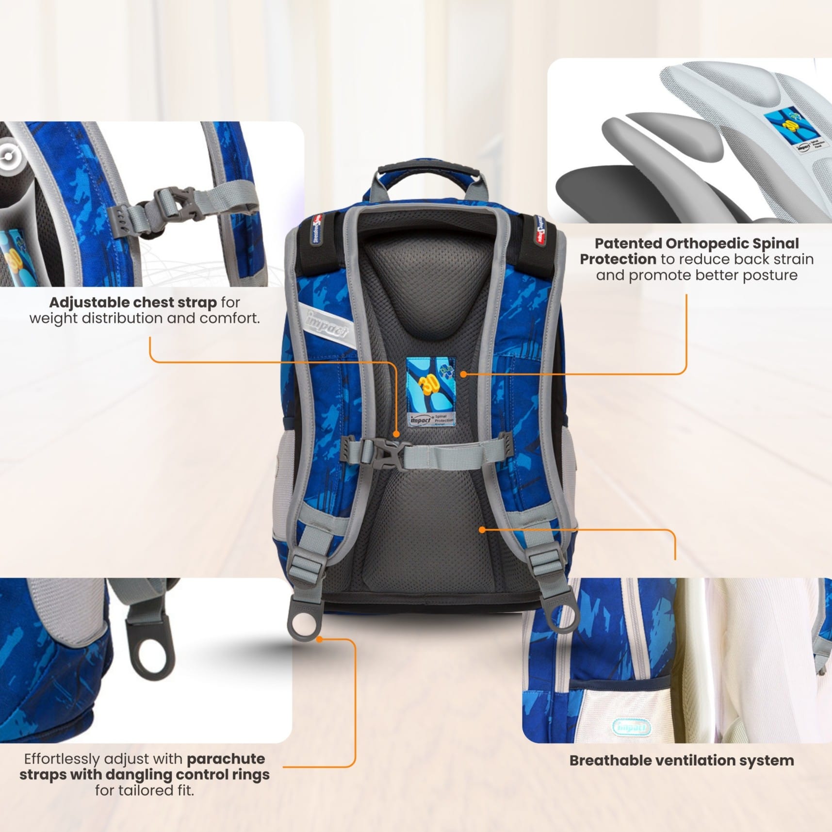 Impact School Bag Impact Posture Correction Ergonomic Backpack, IM-00303 Ergoworks