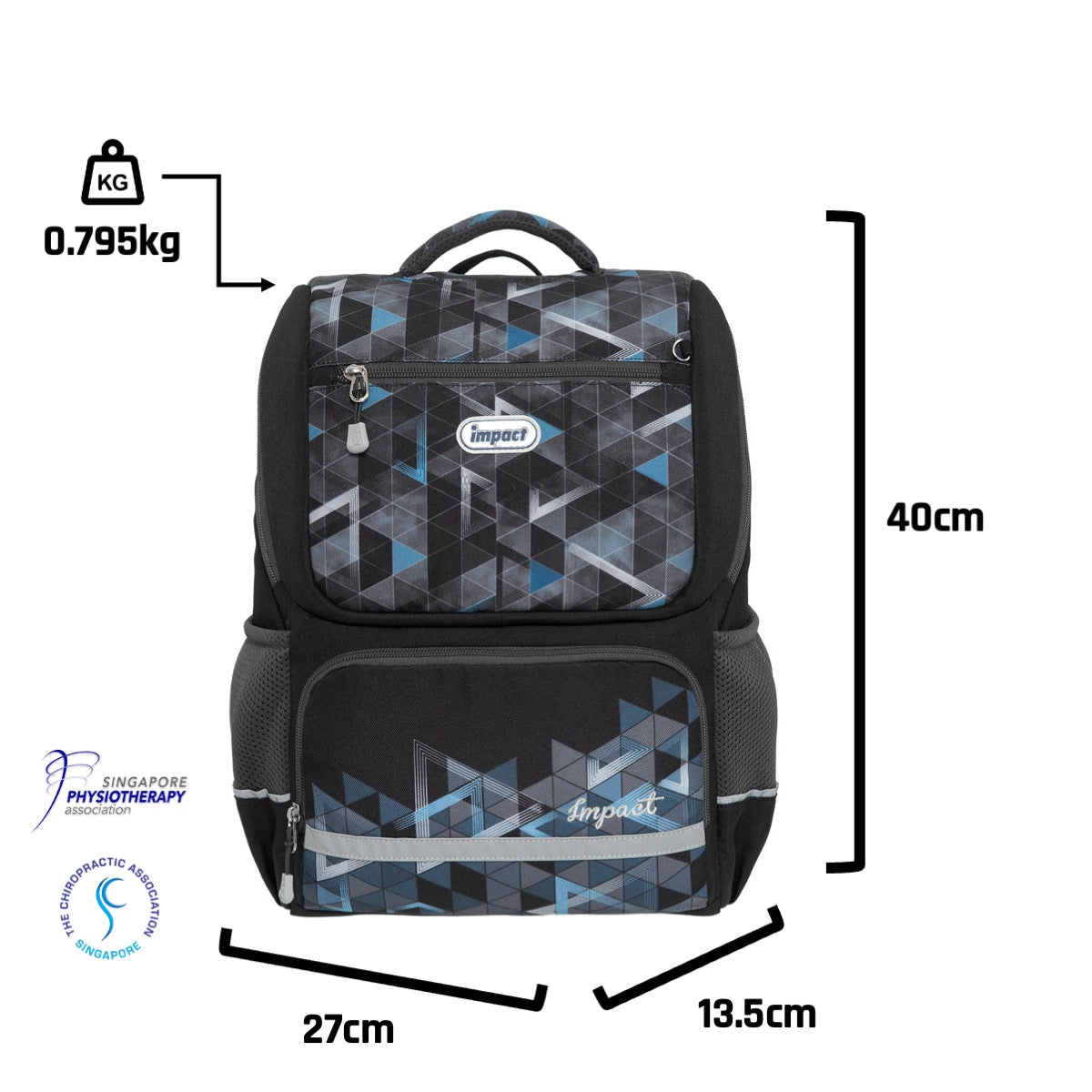 Impact School Bag IM-00369-BK - Ergo-Comfort Spinal Support Backpack
