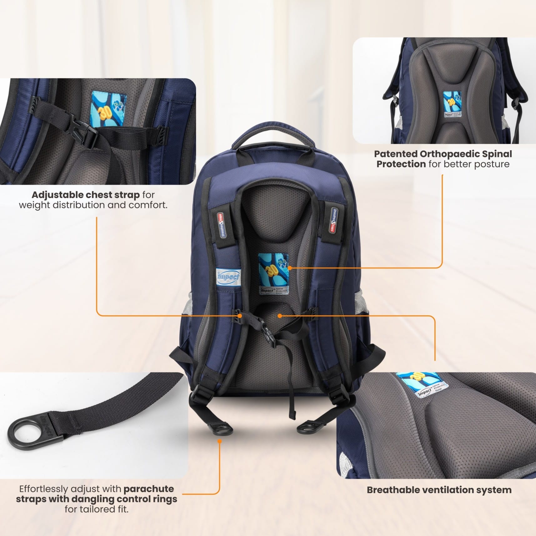 Impact School Bag Impact Posture Correction Ergonomic Backpack, IM-00385 Ergoworks