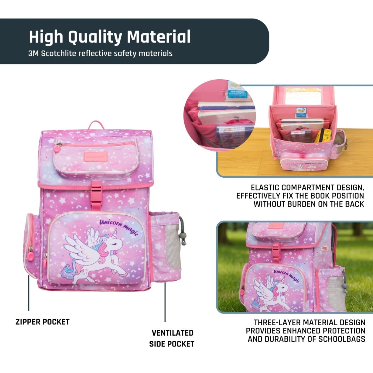Impact School Bag Pink Impact Posture Correction Ergonomic Backpack, IM-00707 Ergoworks