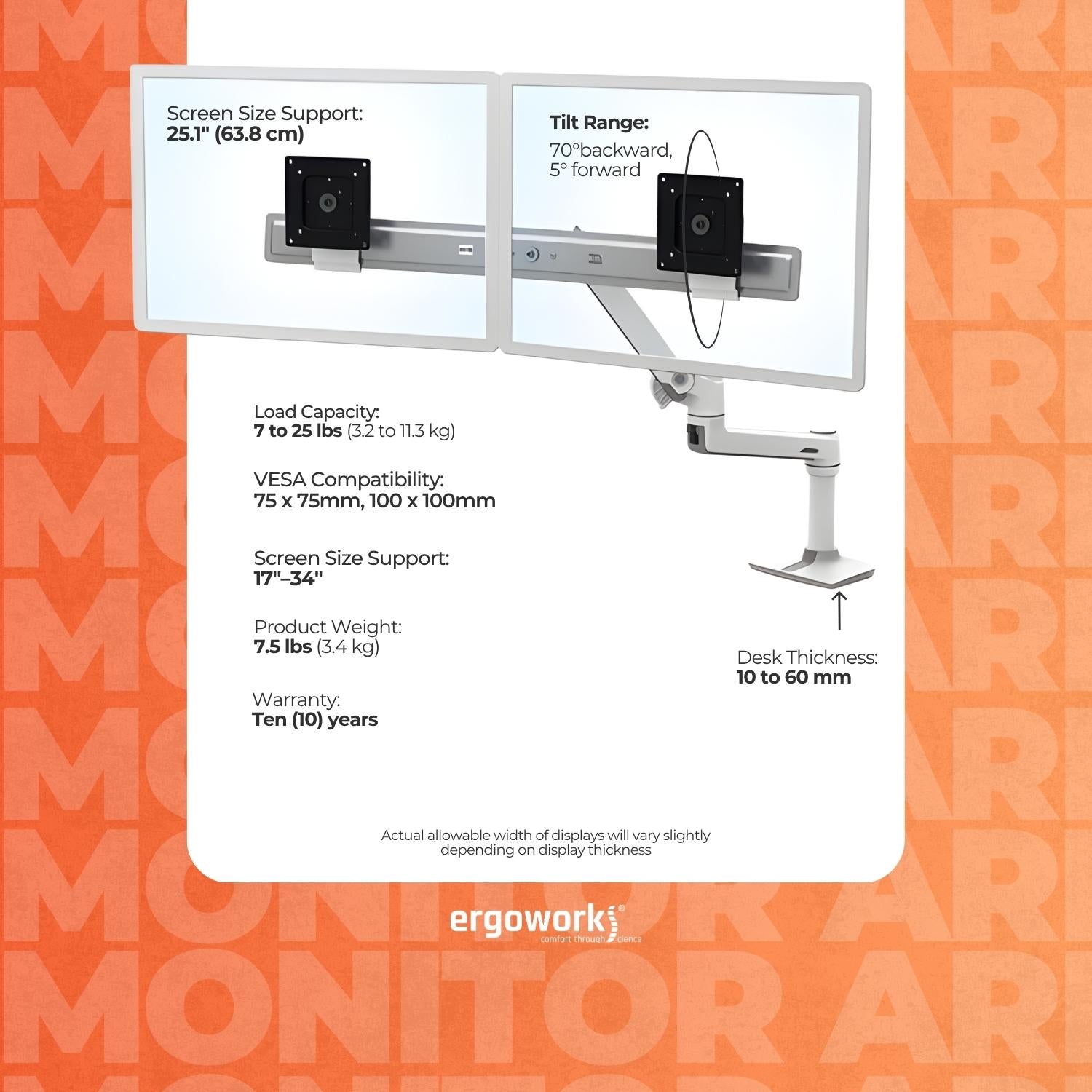 LX Desk Dual Direct Monitor Arm (white)