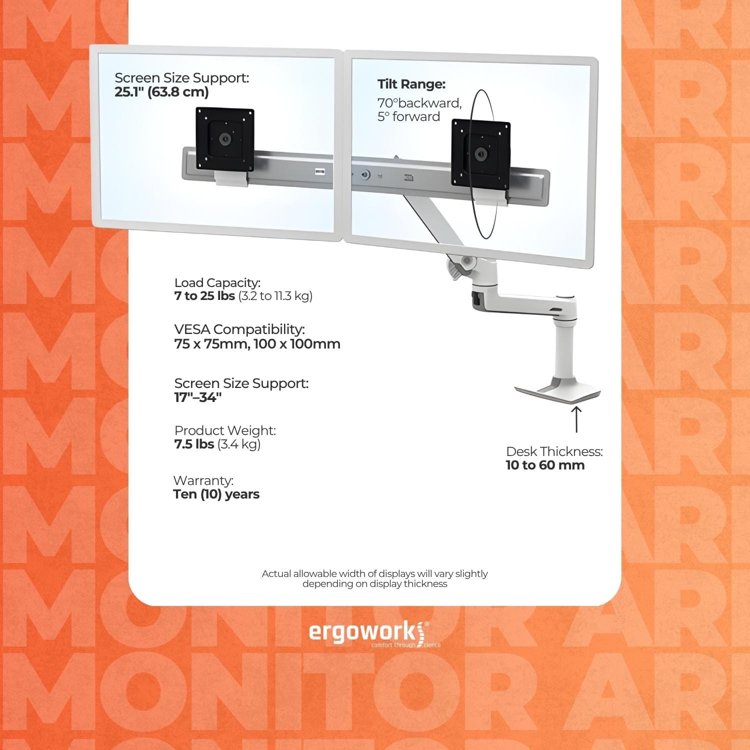 ERGOTRON Monitor Arm LX Desk Dual Direct Monitor Arm (white) Ergoworks