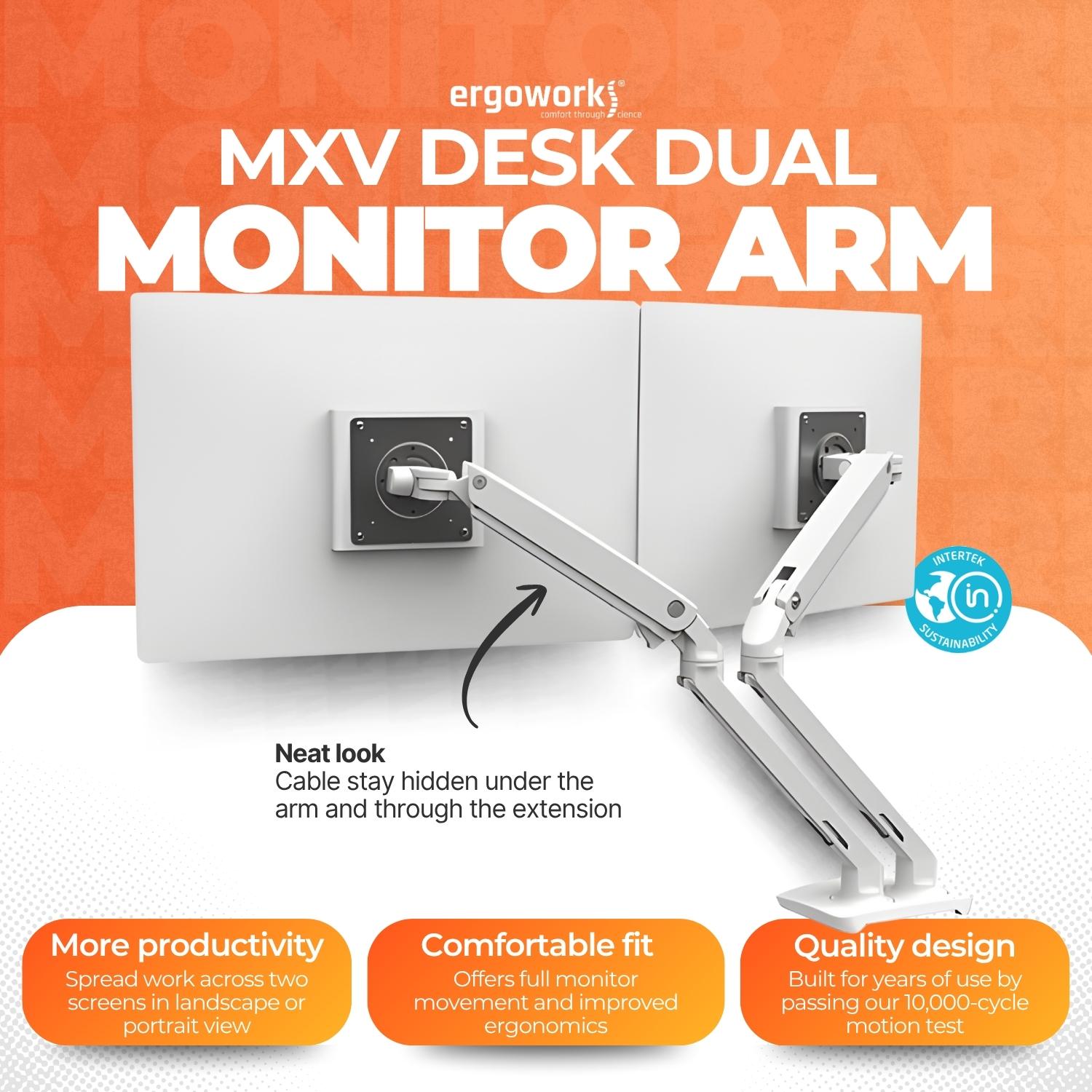 MXV Desk Dual Monitor Arm (white)