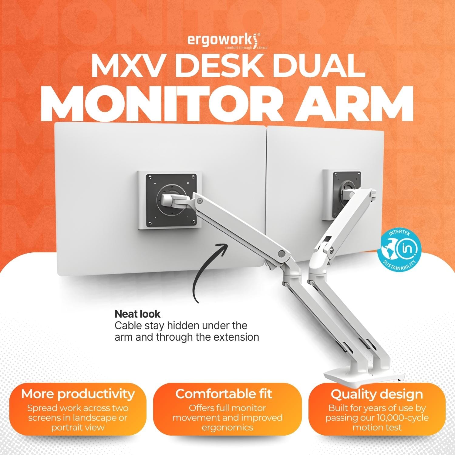 ERGOTRON Monitor Arm MXV Desk Dual Monitor Arm (white) Ergoworks