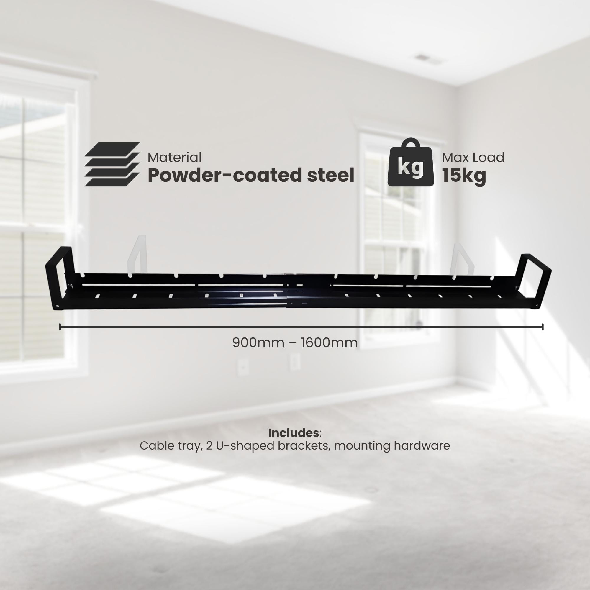 Retractable Under Desk Desk Metal Cable Tray - Ergoworks