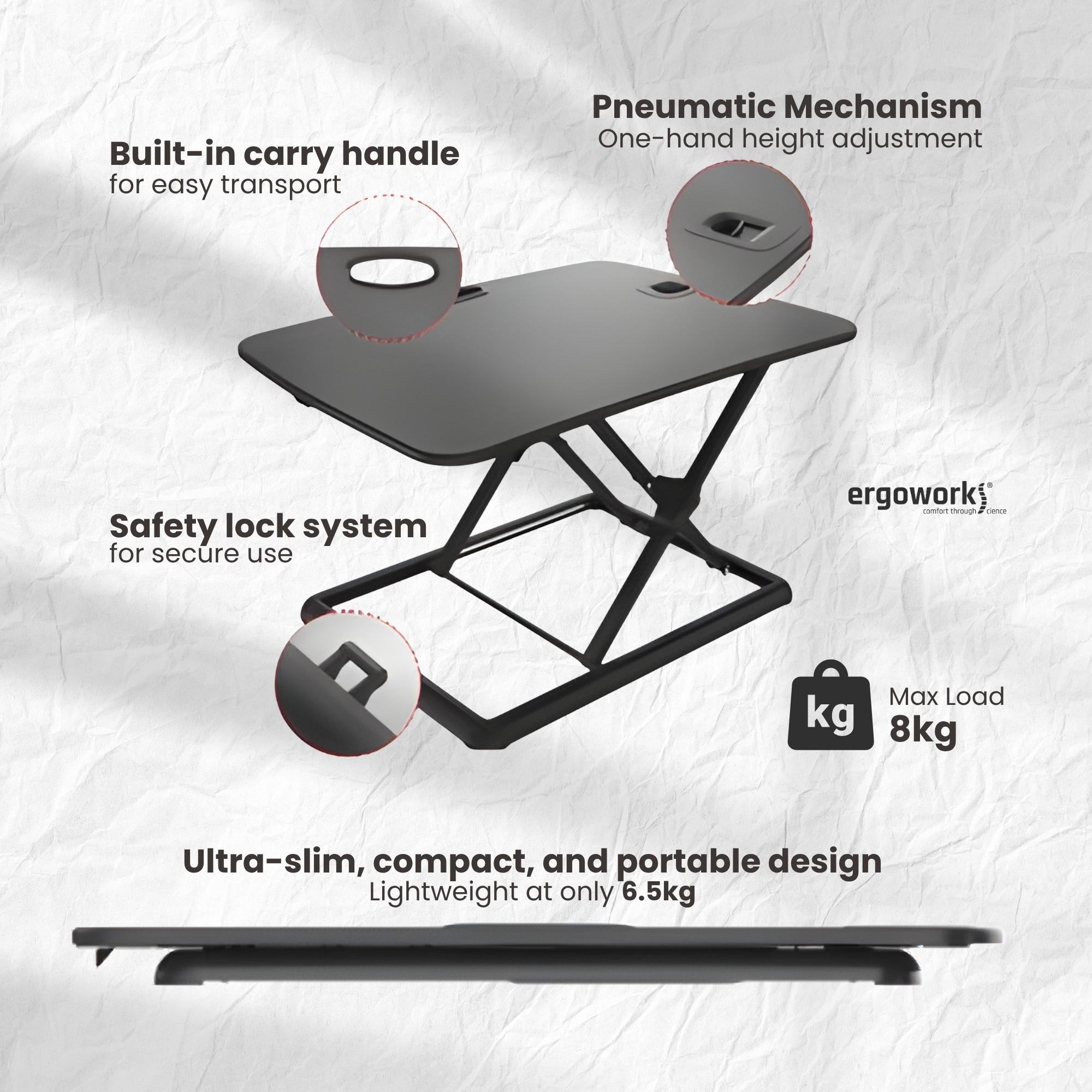 Ultra-slim Sit Stand Desk Converter For Laptop EW-MT201