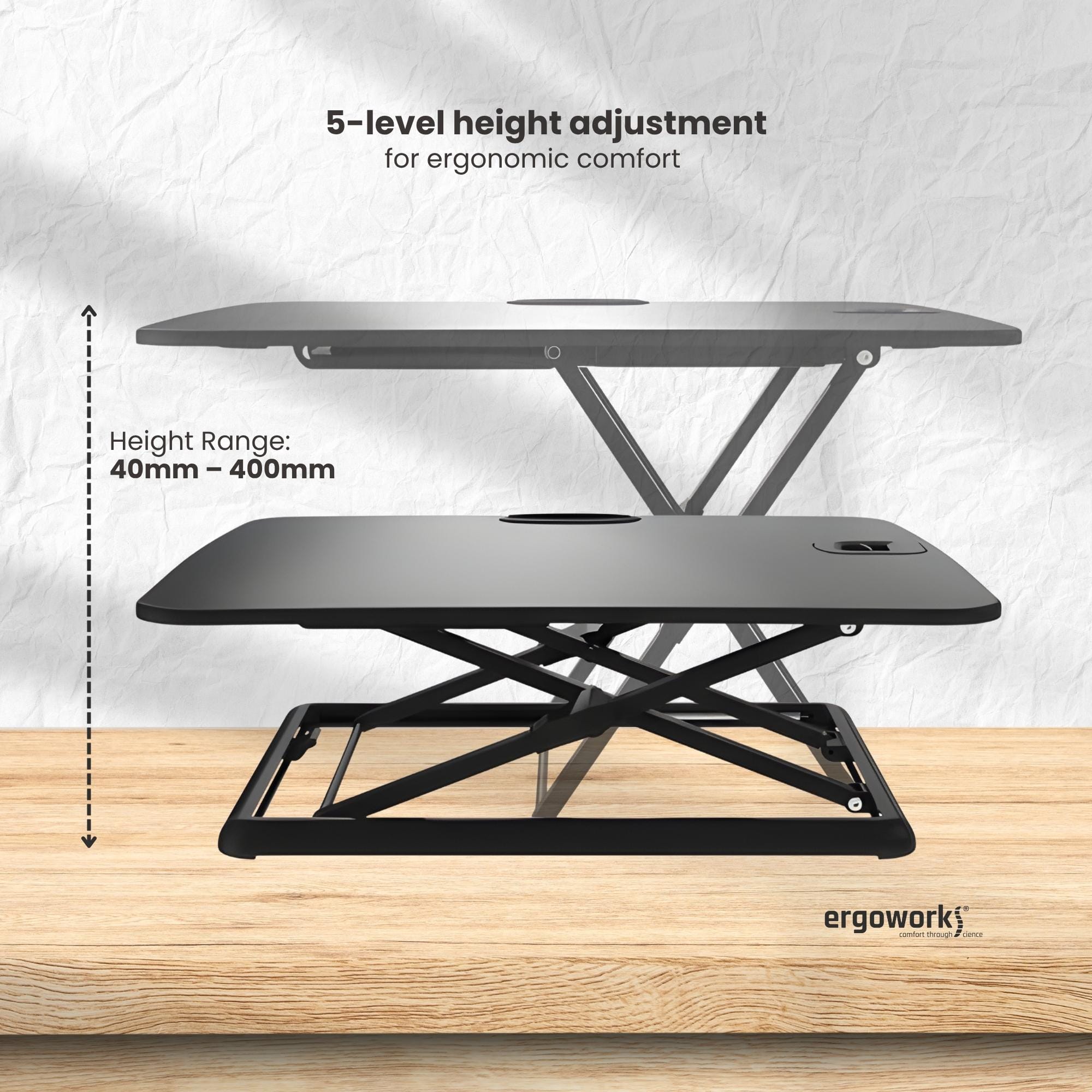 Ergoworks Sit Stand Desk Converter Black Ultra-slim Sit Stand Desk Converter For Laptop EW-MT201 Ergoworks