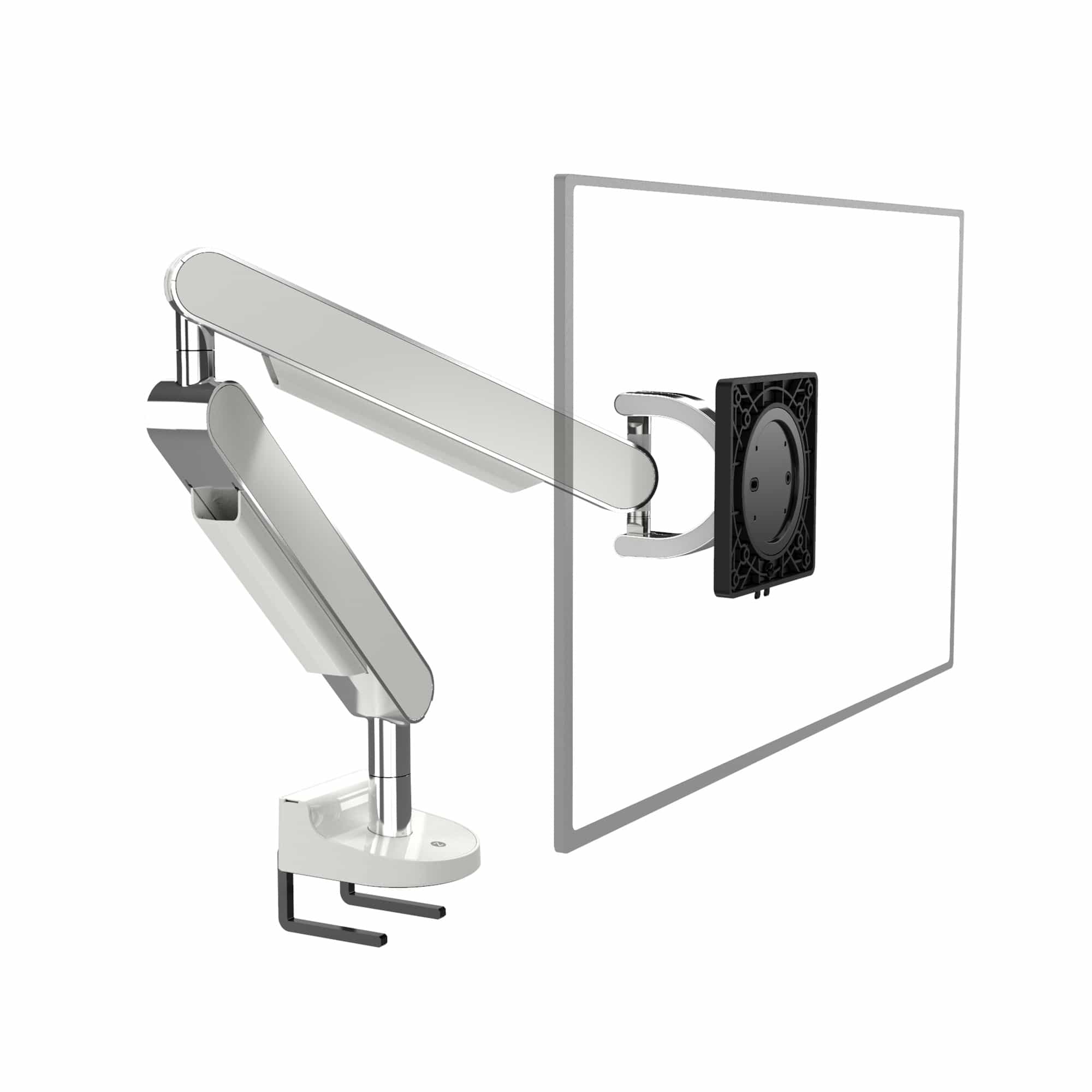 Zgo Monitor Arm Polished White Single Desk Mount Vesa Monitor Arm Ergoworks