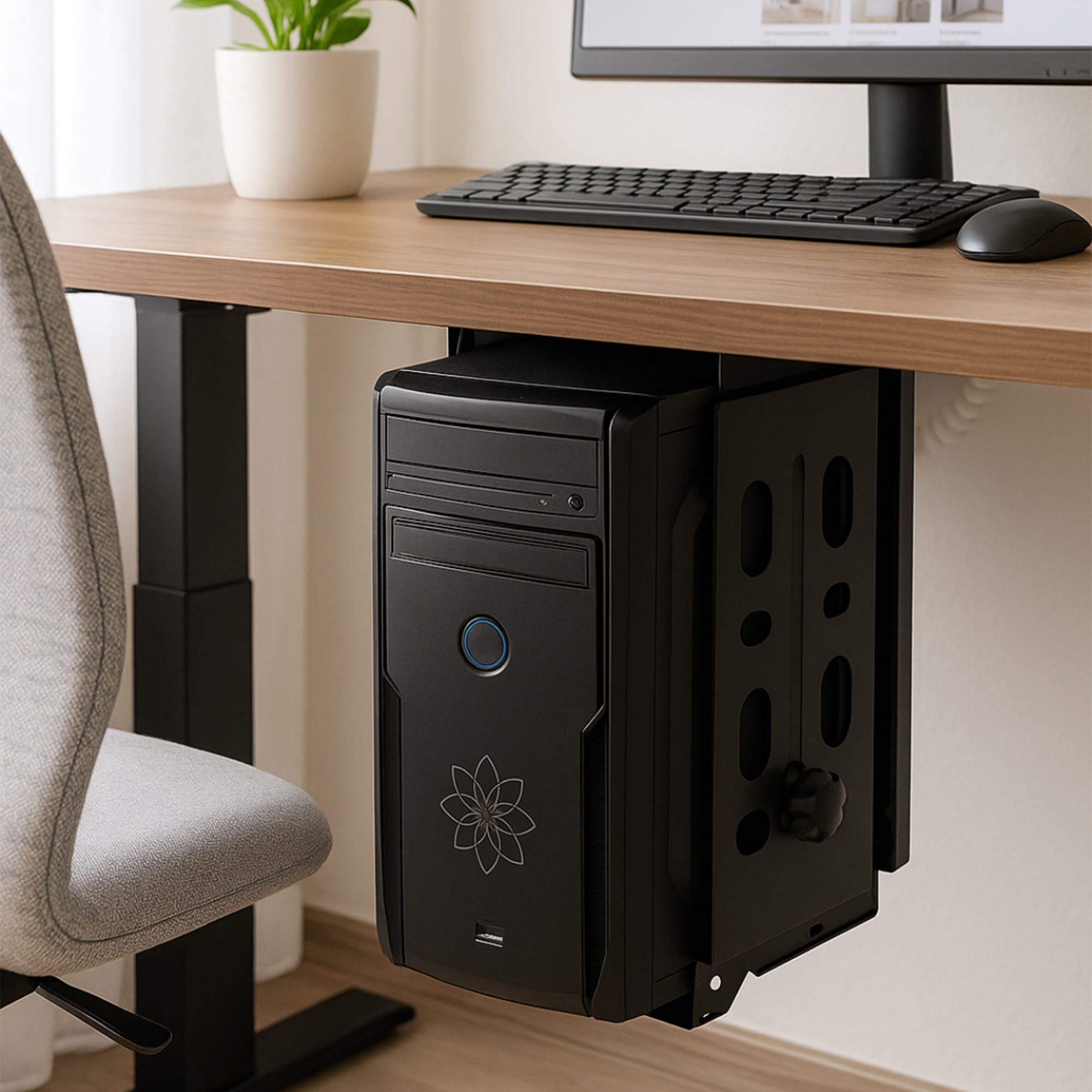 Ergoworks Under-Desk Accessories Black Heavy-Duty Under Desk CPU Holder Ergoworks