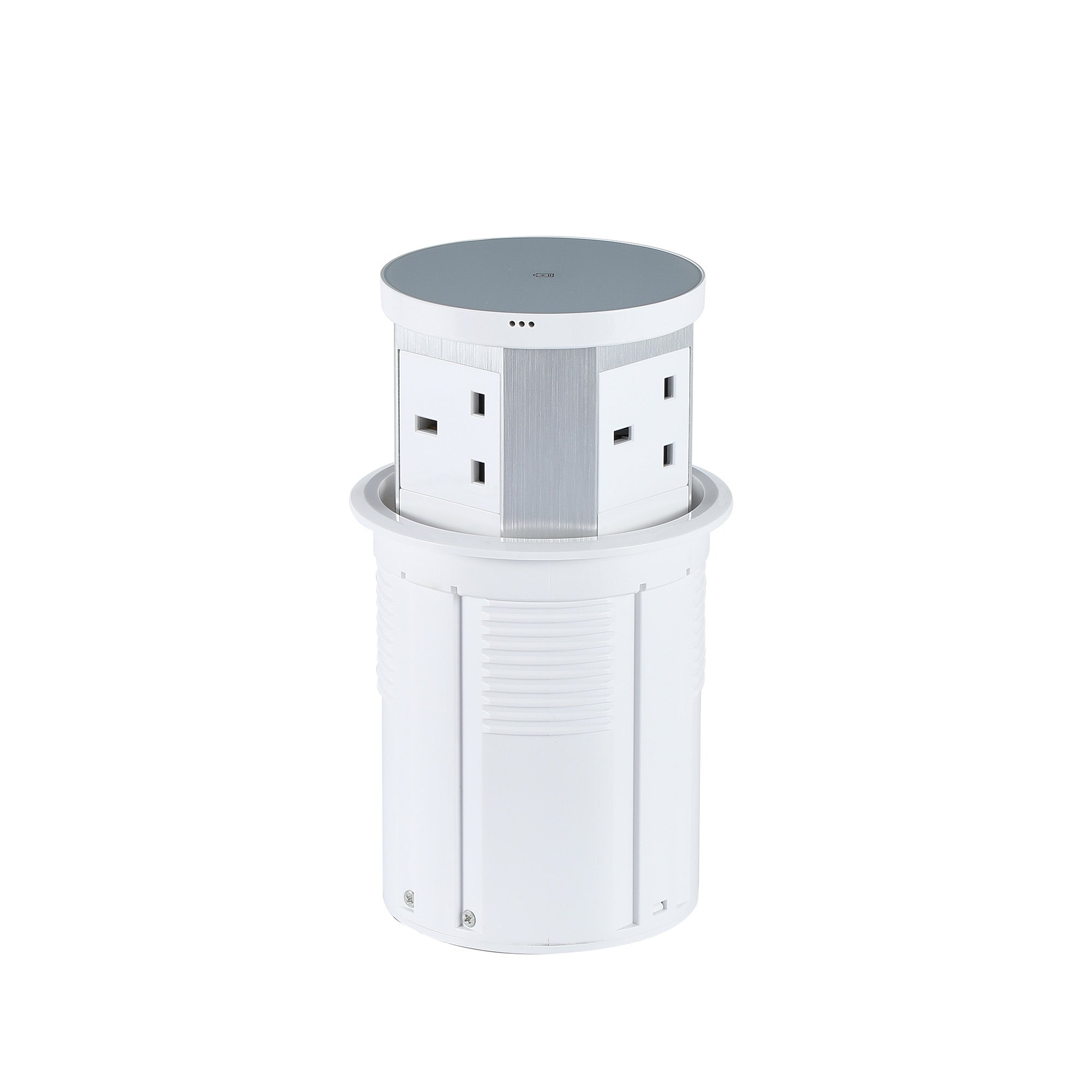 Pneumatic Desk Grommet Pop Up Power Outlet With 15W Wireless Charger