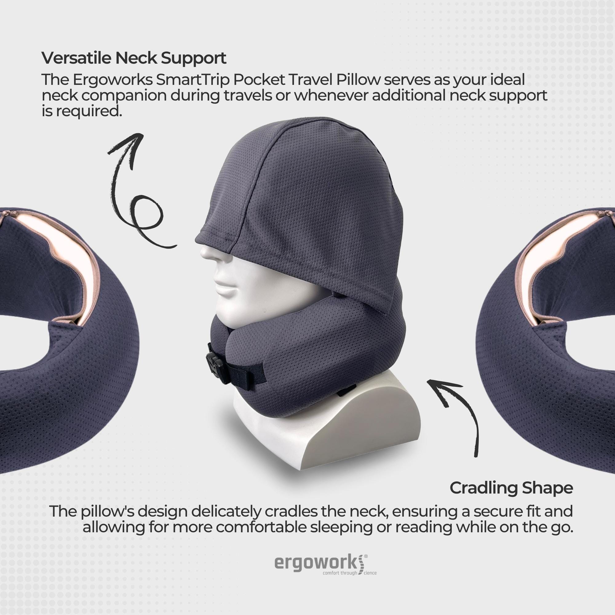 Ergoworks Pillows SmartTrip Pocket Travel Pillow with Hoodie Ergoworks