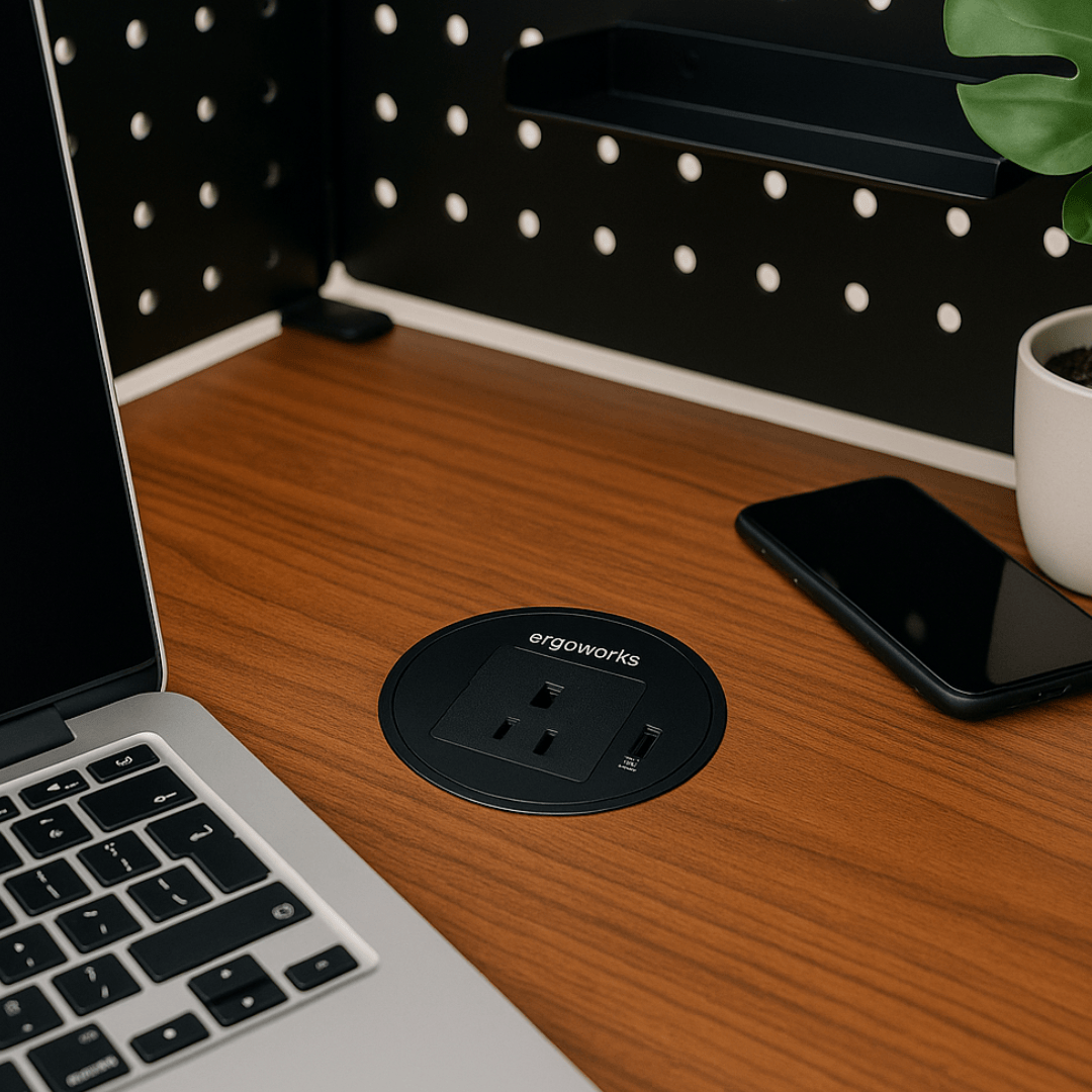 Alloy Round Desk Power Grommet UK Outlet 80mm - Ergoworks