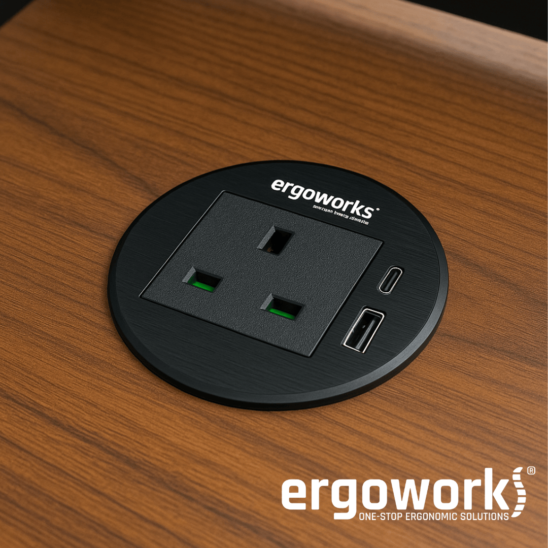 Alloy Round Desk Power Grommet UK Outlet 80mm - Ergoworks