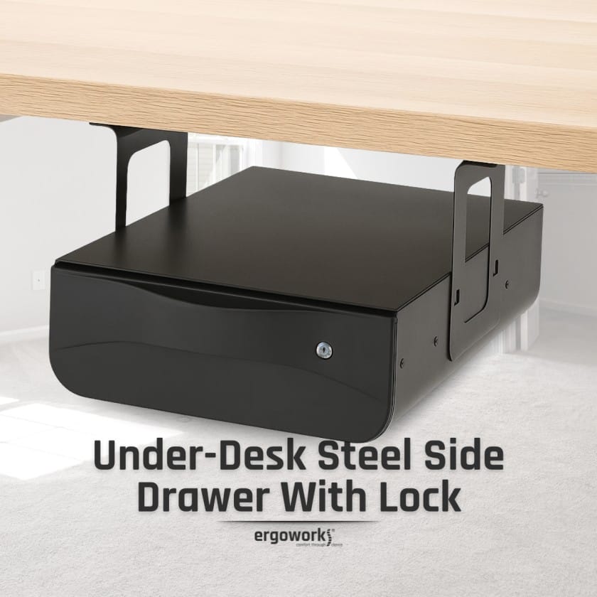 Ergoworks Under-Desk Accessories Under-Desk Steel Side Drawer With Lock Ergoworks